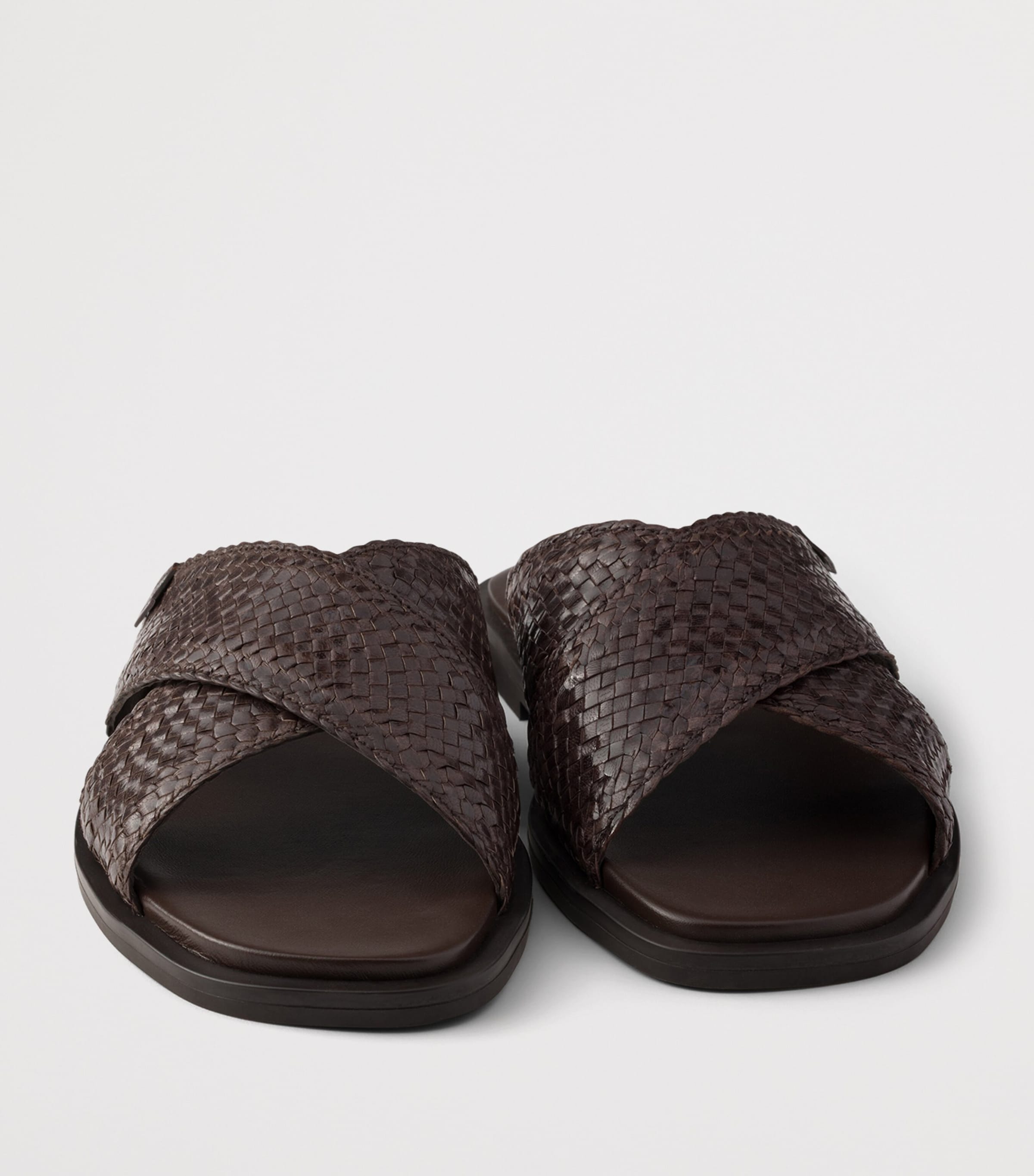 Prada Leather Woven Crisscross Sandals Image 5