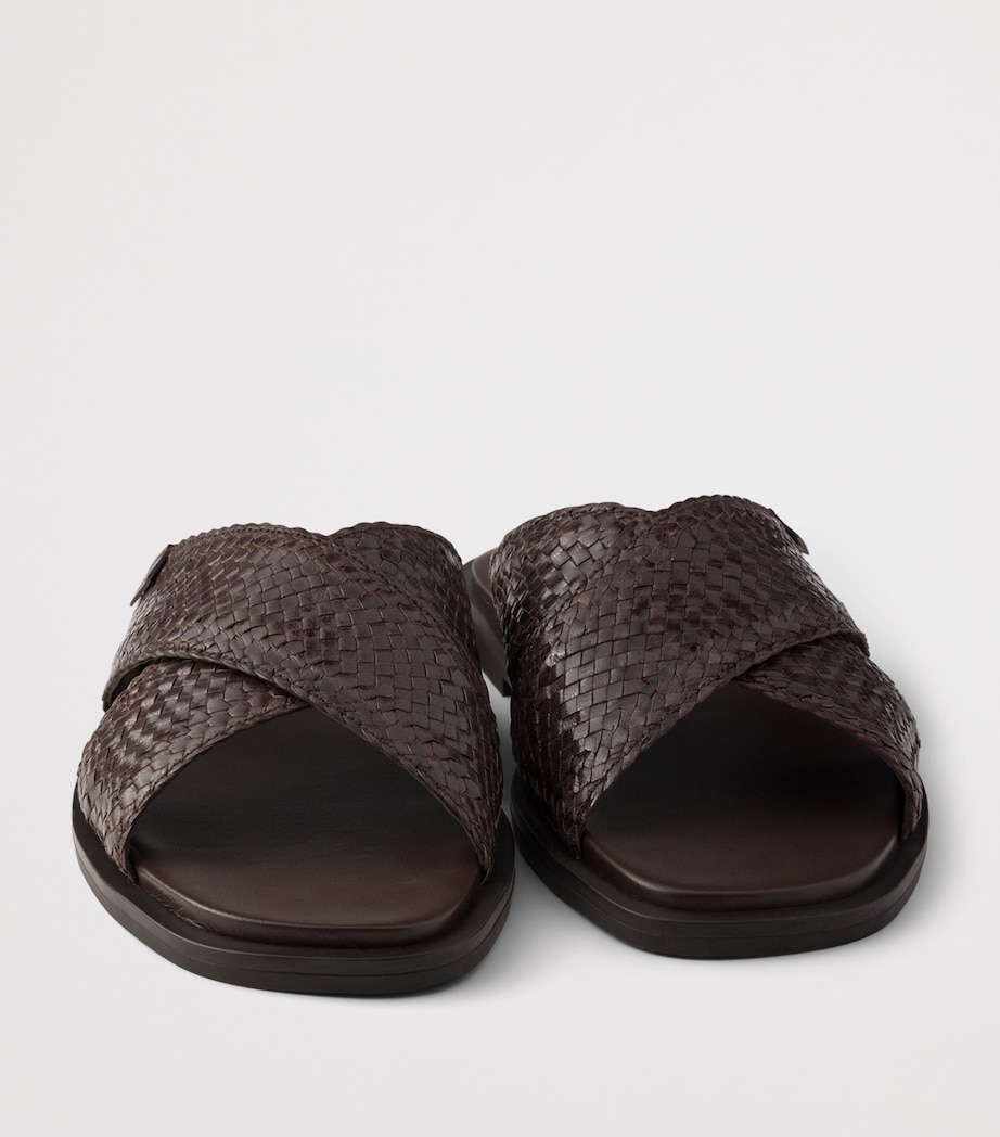 Prada Leather Woven Crisscross Sandals Image 5