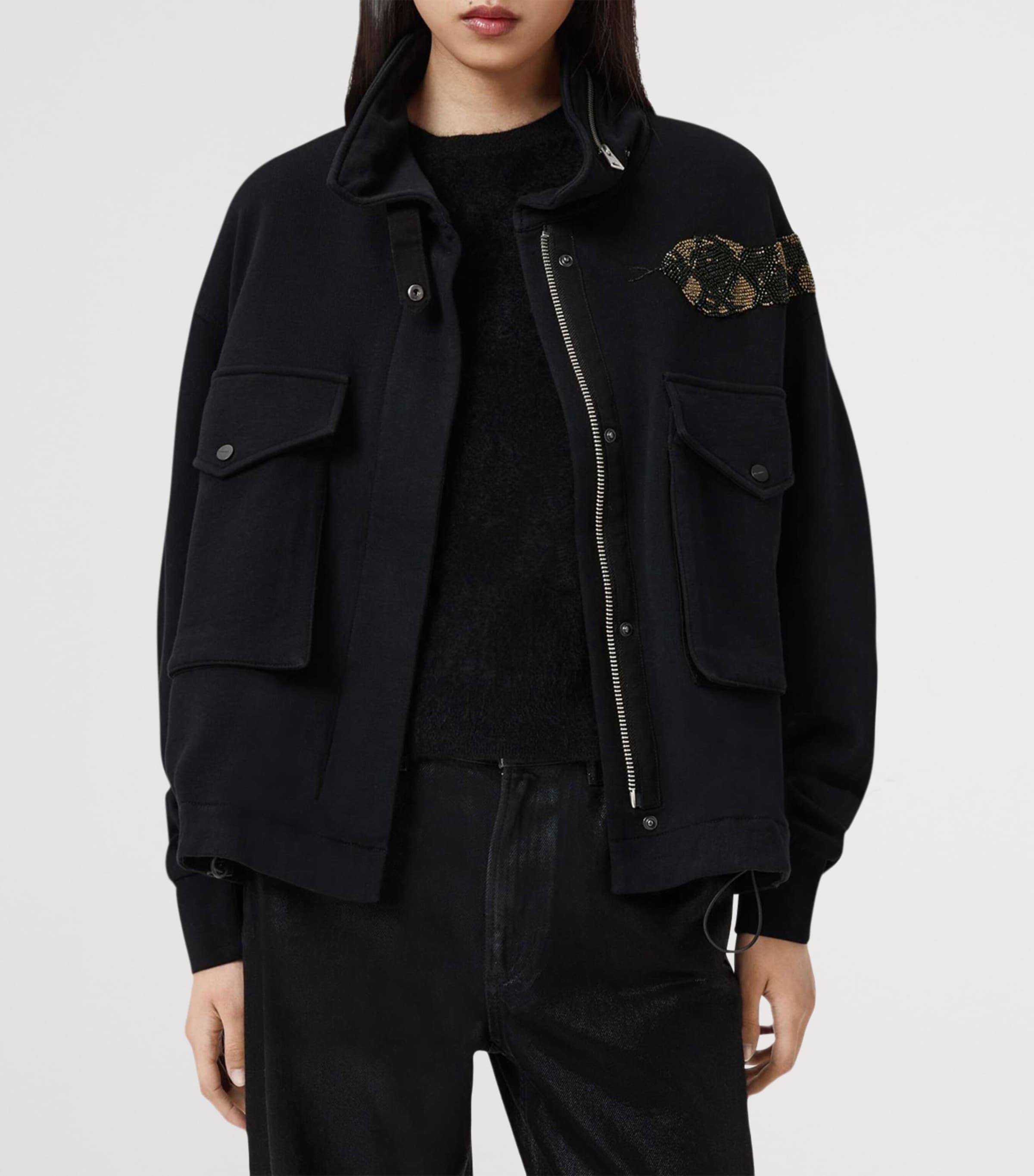 Cotton Ouros Claire Bomber Jacket BLACK Image 3