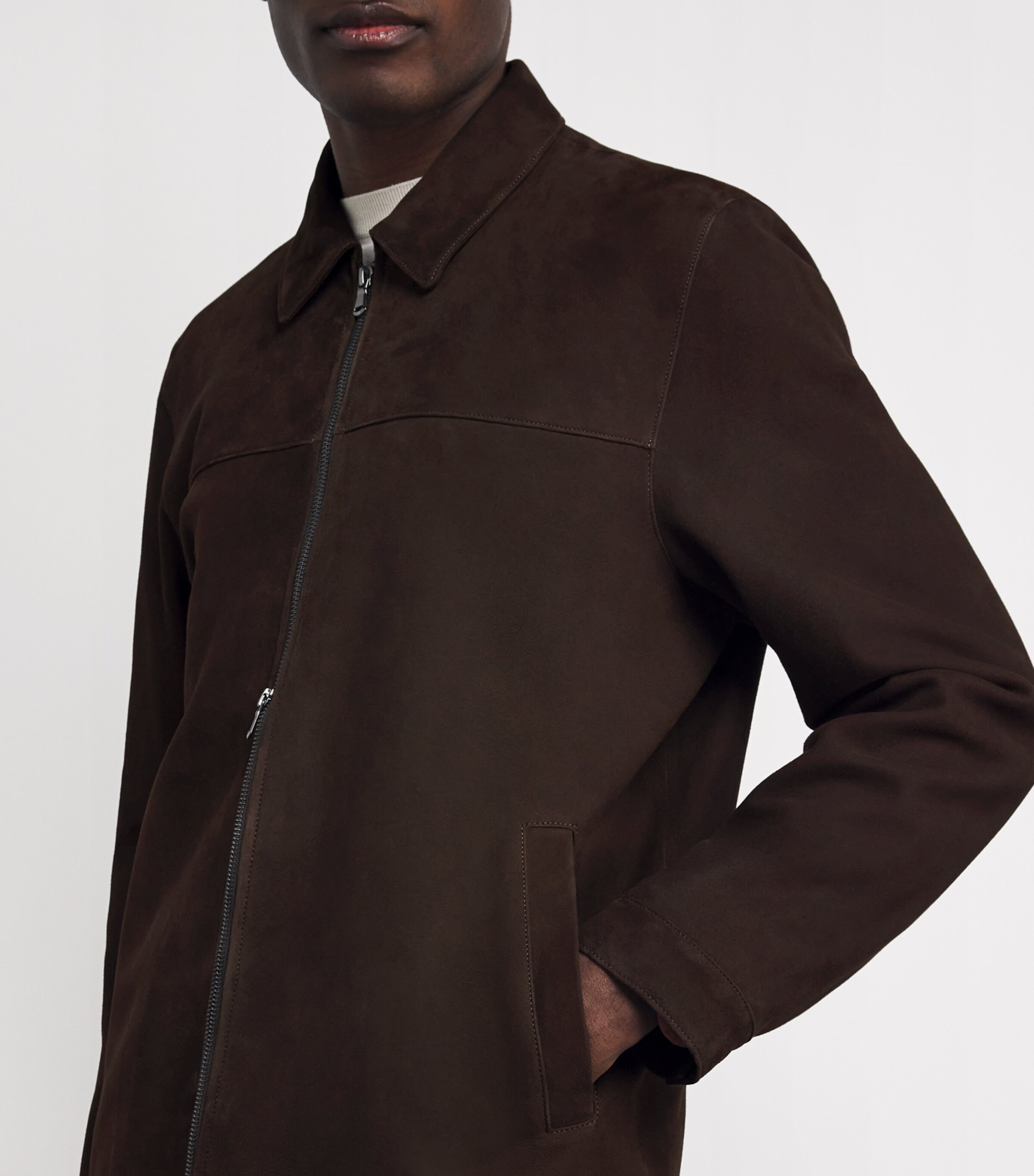 Suede Harrington Jacket COCOA Image 6