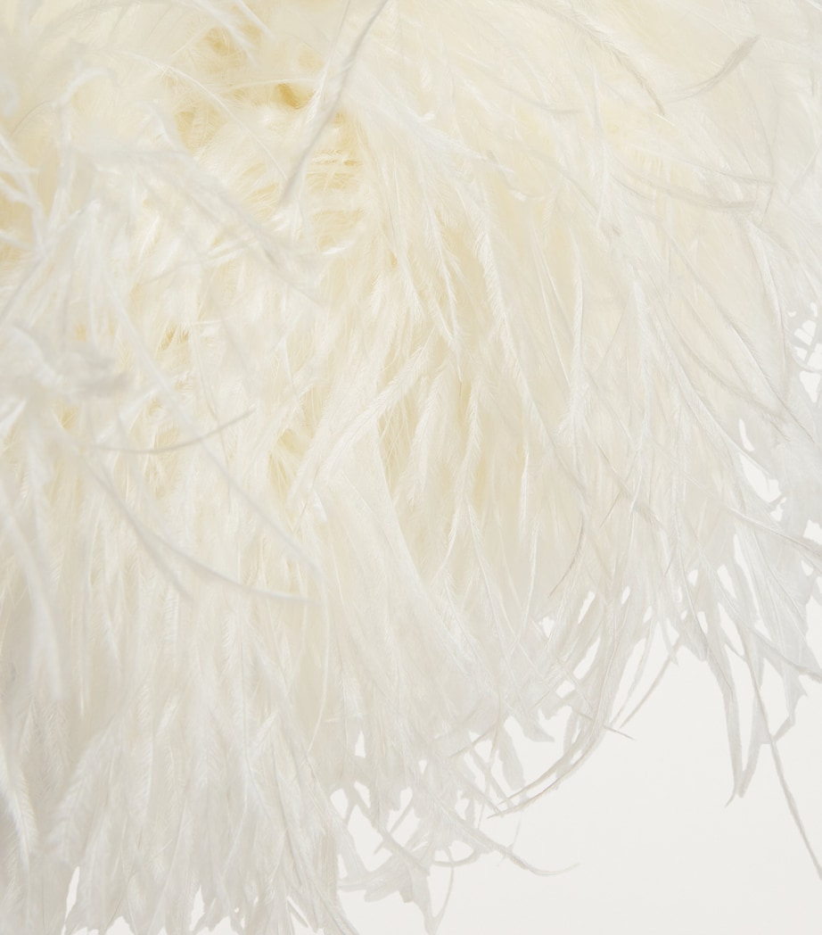 L'Alingi Crystal-Embellished Feather Clutch Bag White Image 6