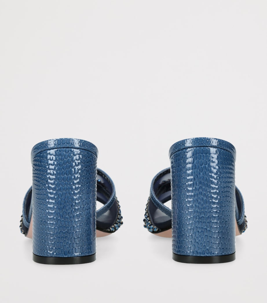 Leather Snake-Embossed Embellished Loire Mules 85 NAVY Image 2