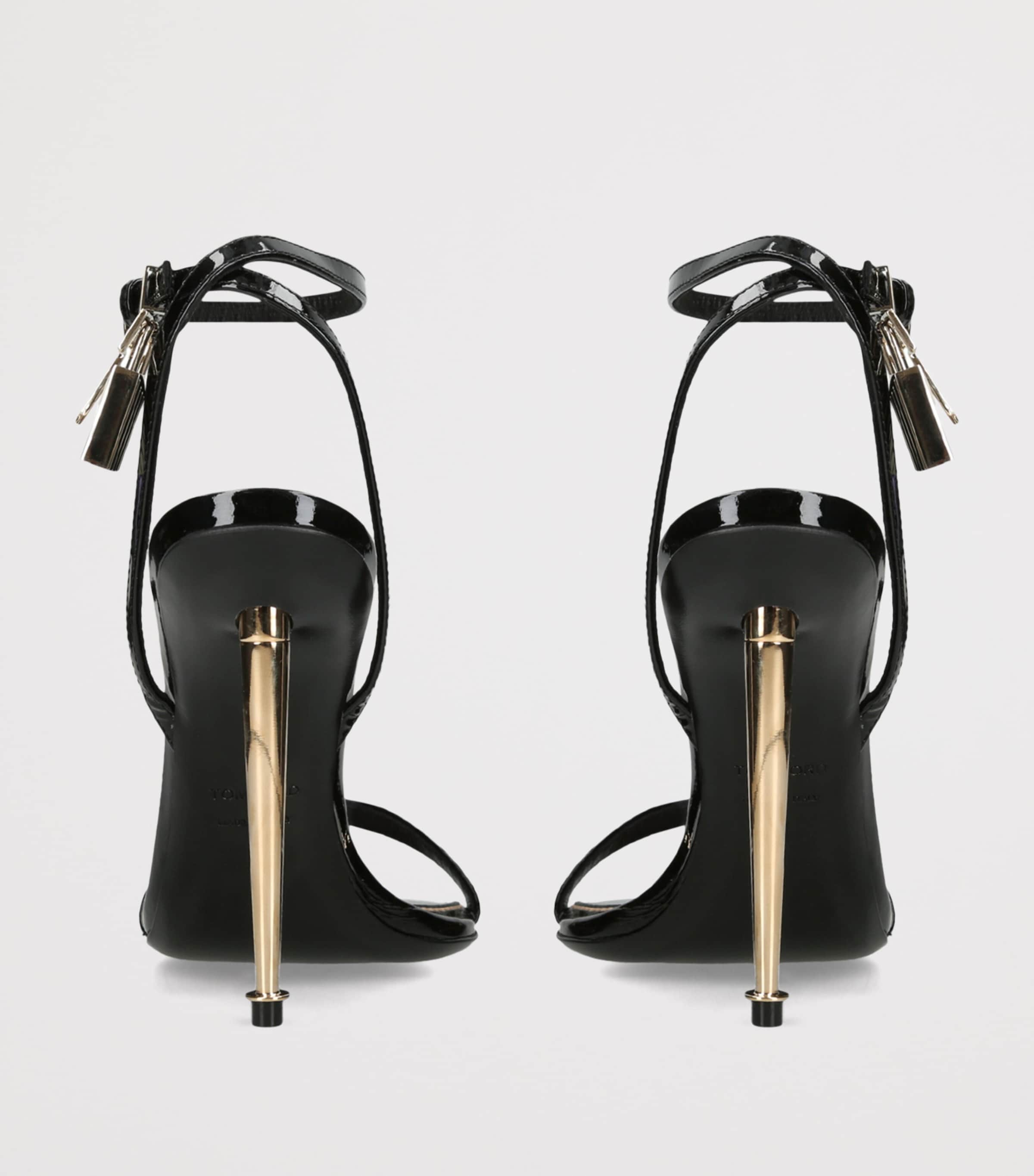 TOM FORD Patent Leather Padlock Sandals 105 Black Image 2