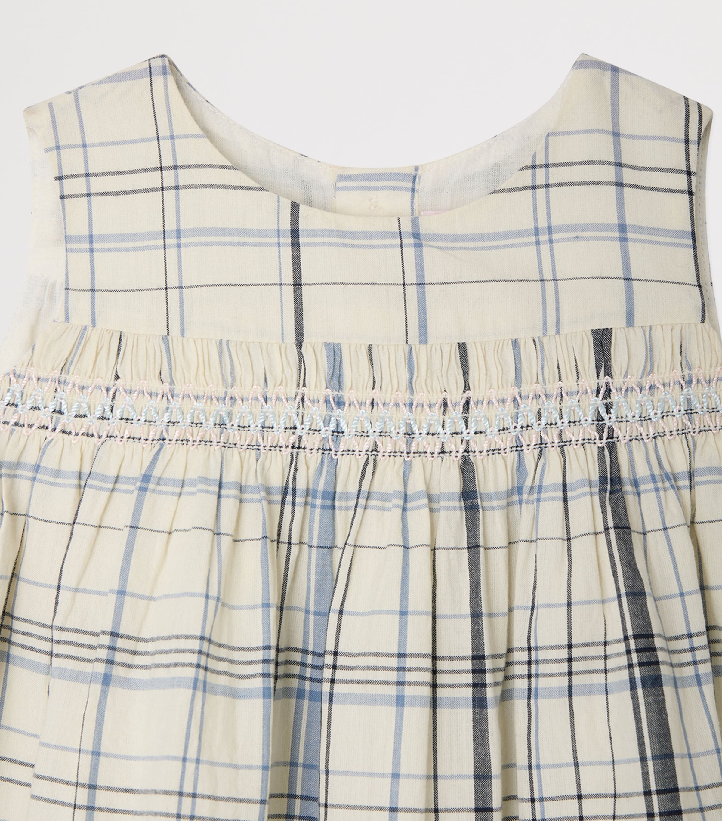 Bonpoint Cotton Check Print Sleeveless Dress (6-18 Months) Ca Bleu Image 3