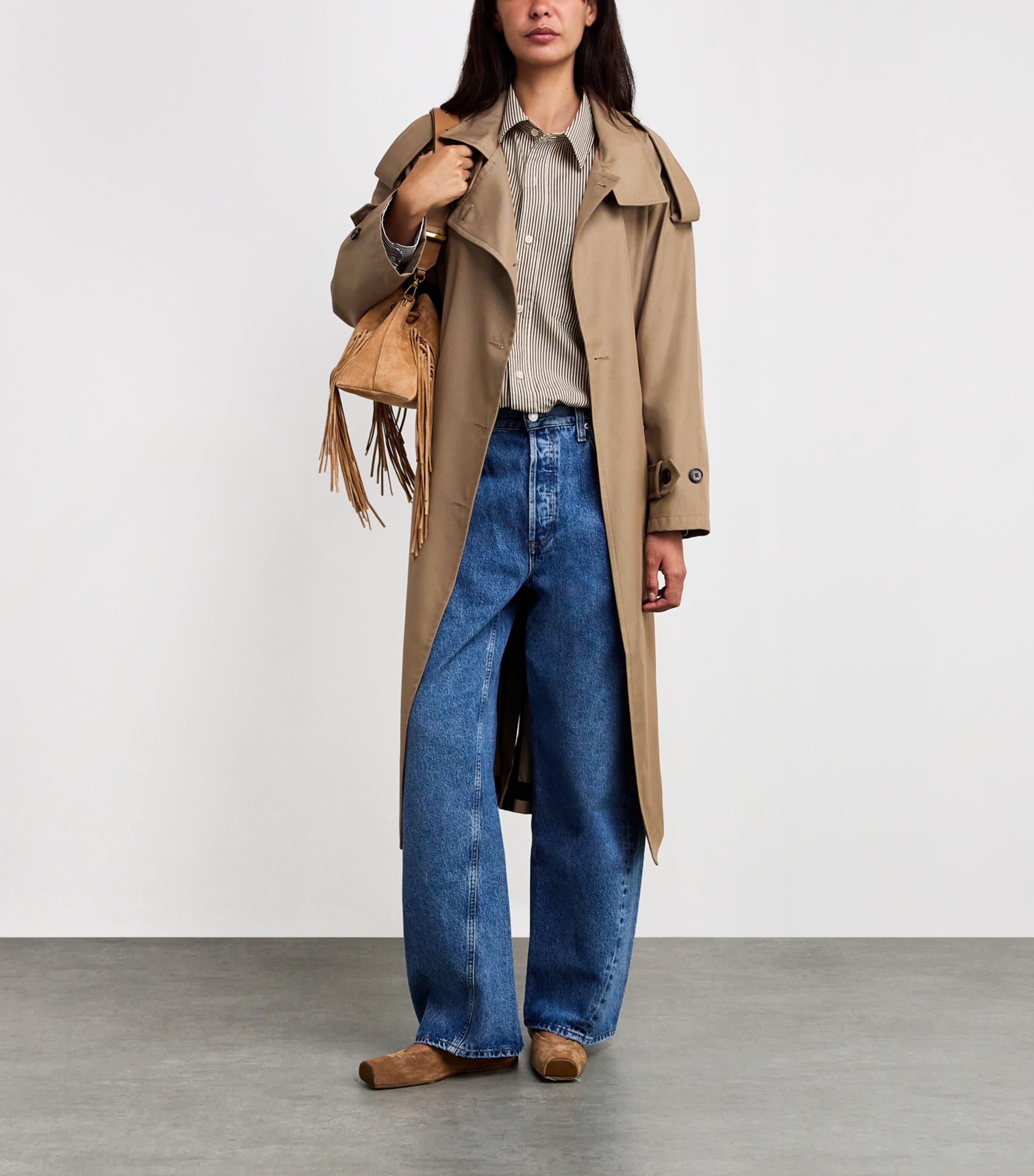 Citizen Of Humanity Cotton Stripe Kayla Shirt In Brown