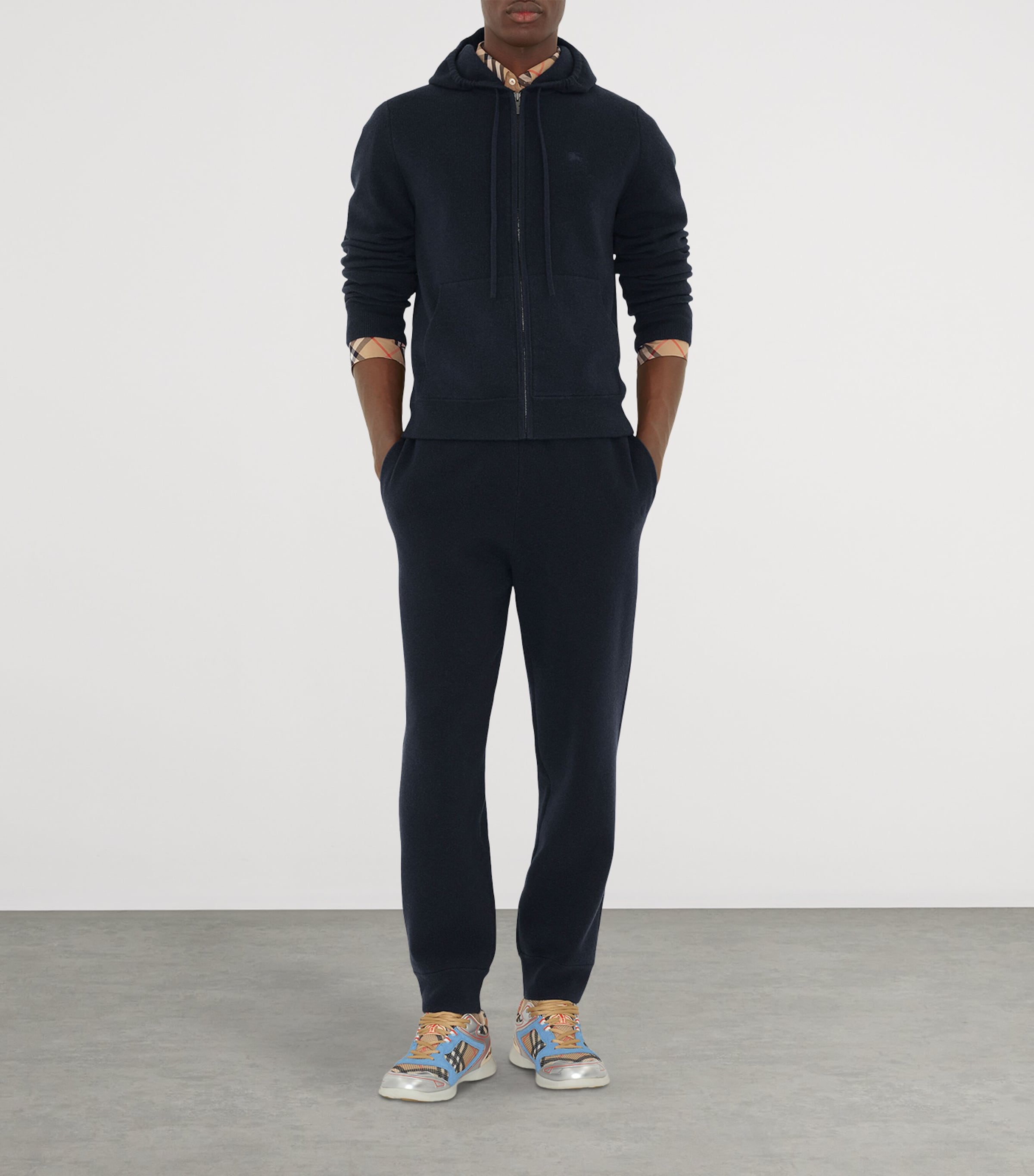 Cashmere-Blend Zip-Up Slim Hoodie NAVY Image 2