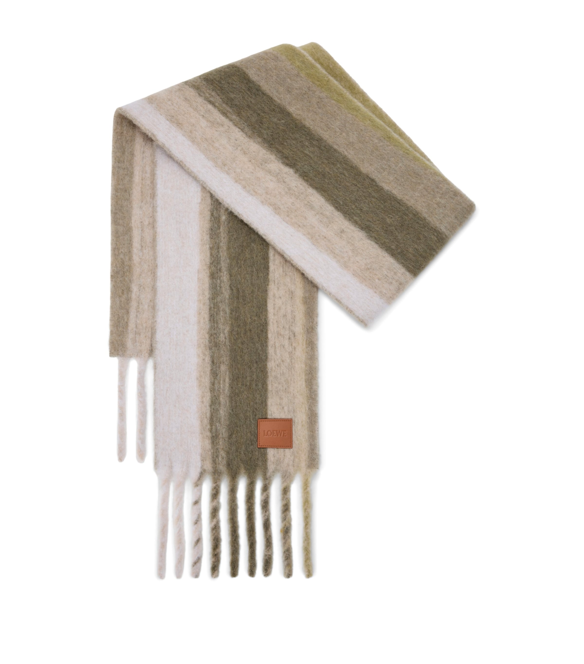 Alpaca-Wool-Blend Jacquard Stripe Scarf SOFT WHITE Image 1