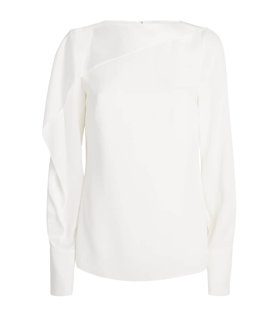 Satin Long-Sleeve Top IVORY Image 1