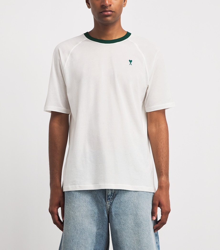 AMI Paris Mens Cotton Ami De Coeur T-Shirt Blnc Ntlvrt Spn Image 4