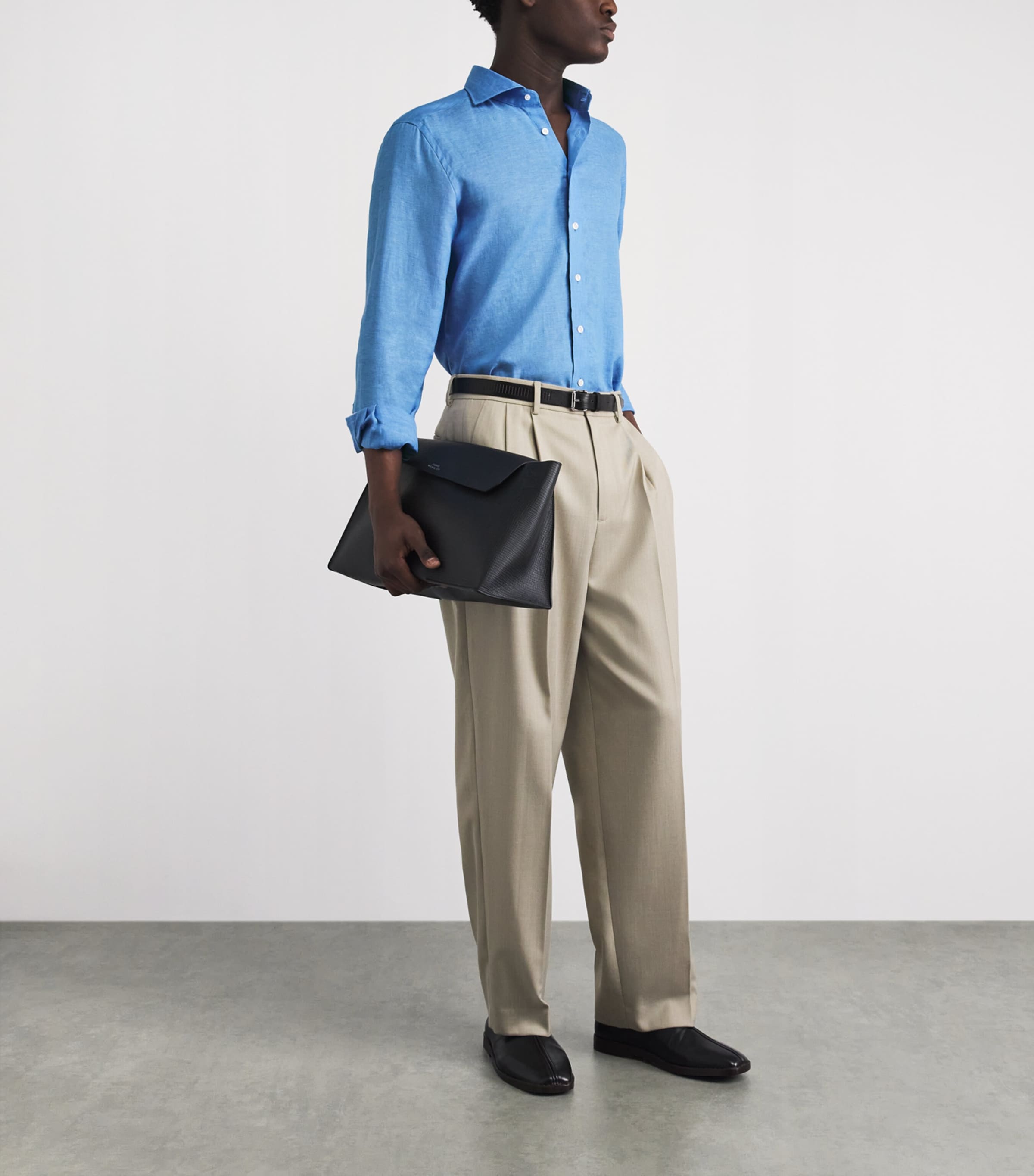 N.Peal Mens Linen Cannes Shirt Blue Image 2