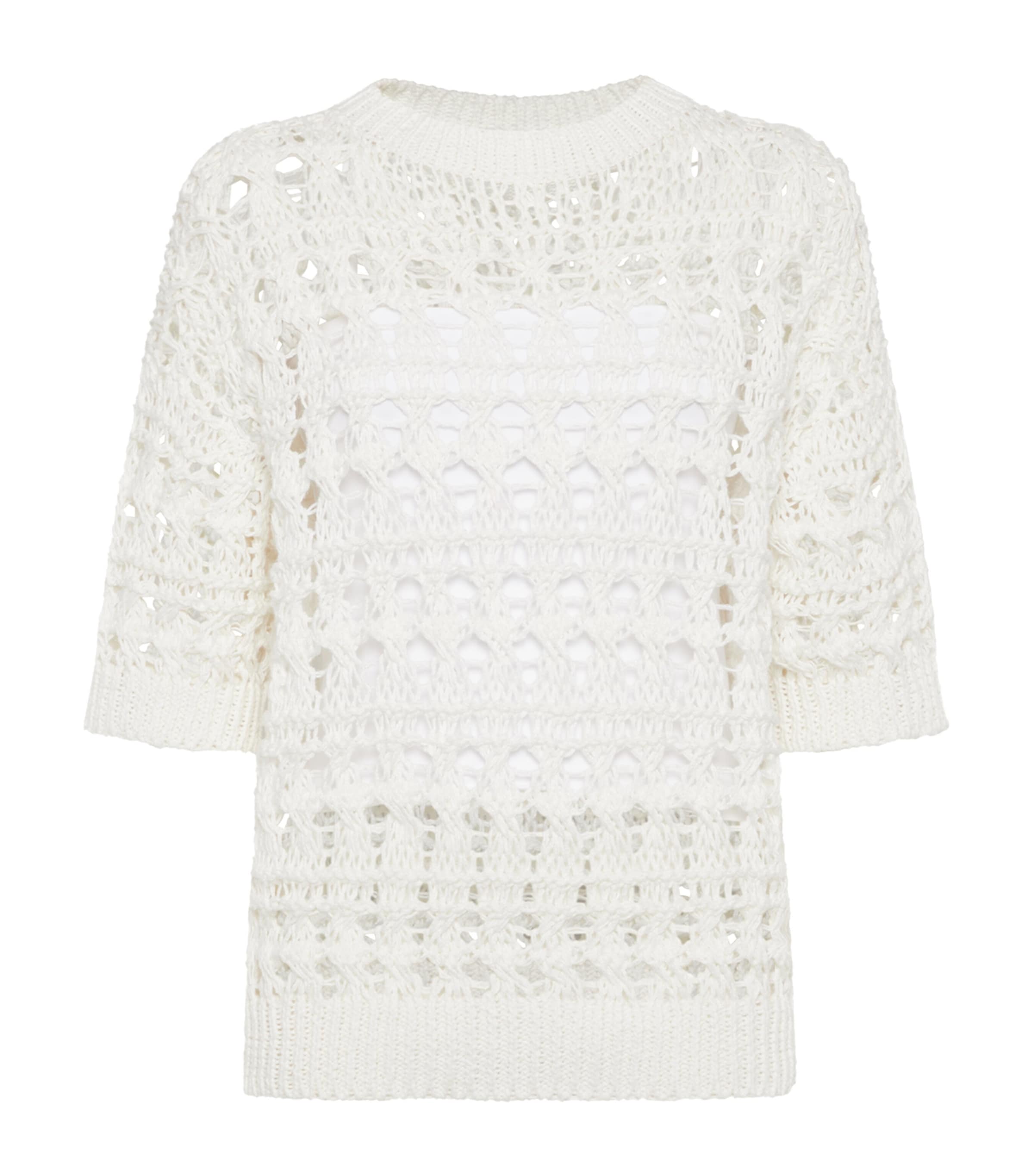 Brunello Cucinelli Jute-cotton Crochet Net Sweater
