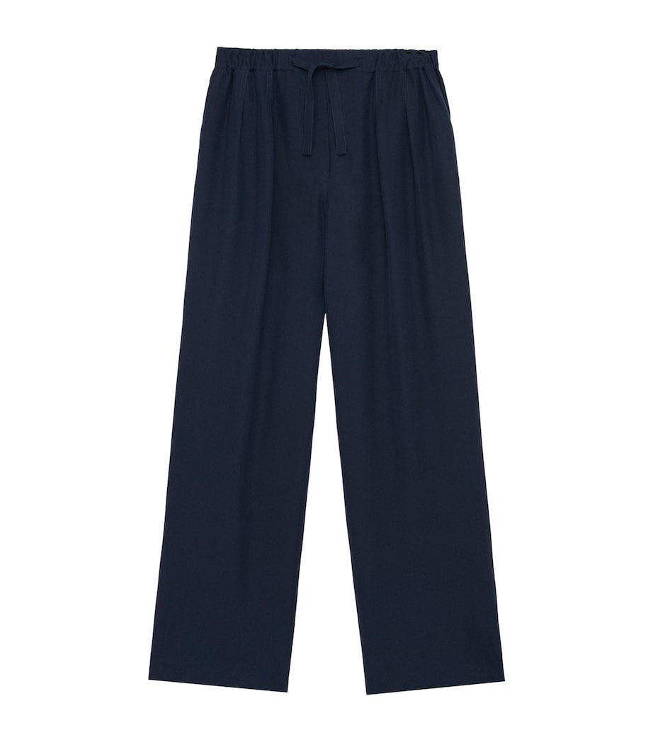 Silk Anagram Wide-Leg Trousers NAVY BLUE Image 1