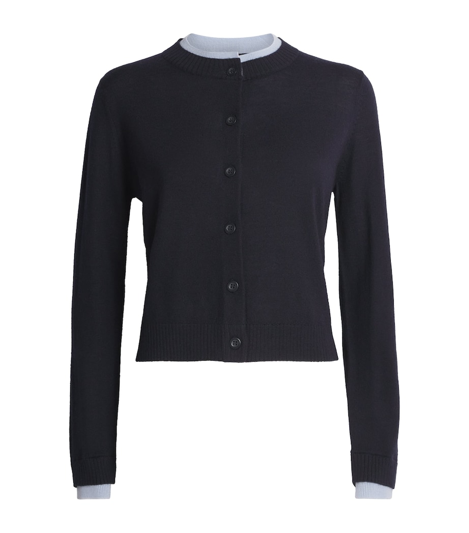 Virgin Wool Double-Layer Cardigan NAVY Image 1