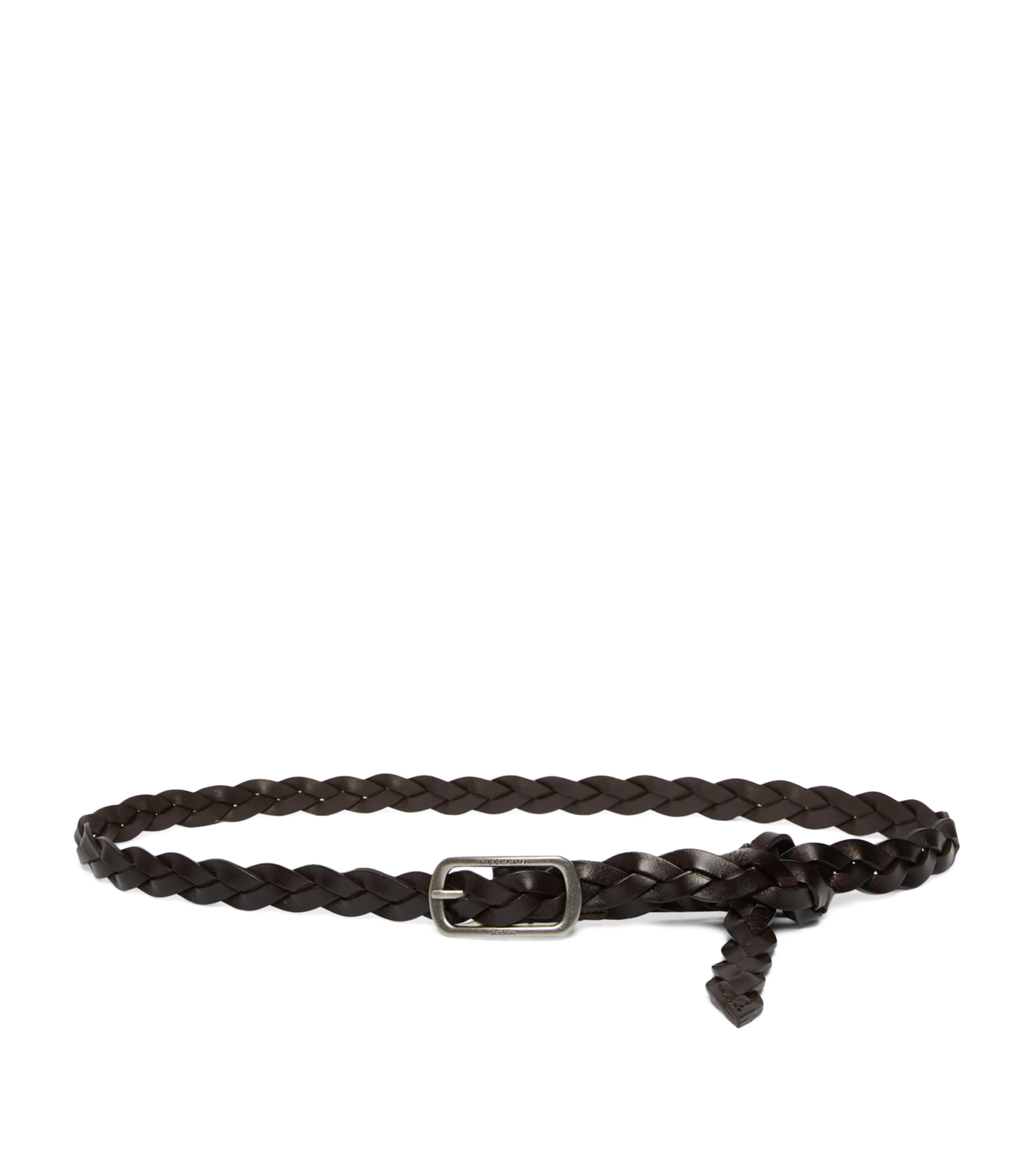 Weekend Max Mara Leather Woven Belt Dark Brown Image 1