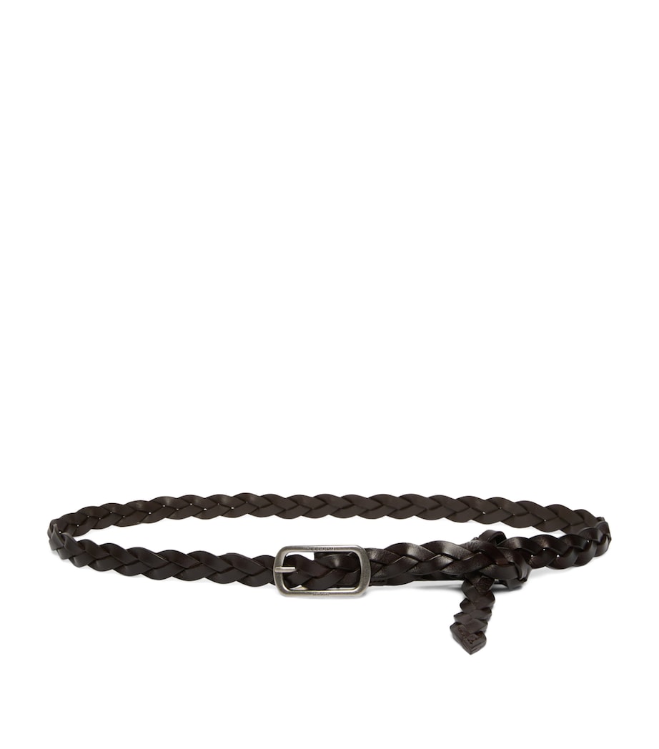 Weekend Max Mara Leather Woven Belt Dark Brown Image 1