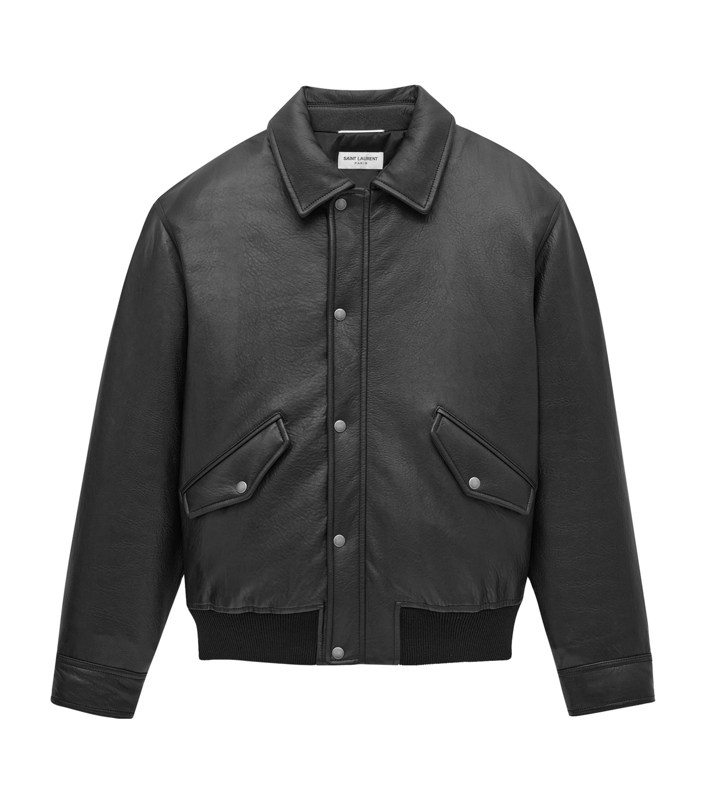 Saint Laurent Lambskin Bomber Jacket In Black