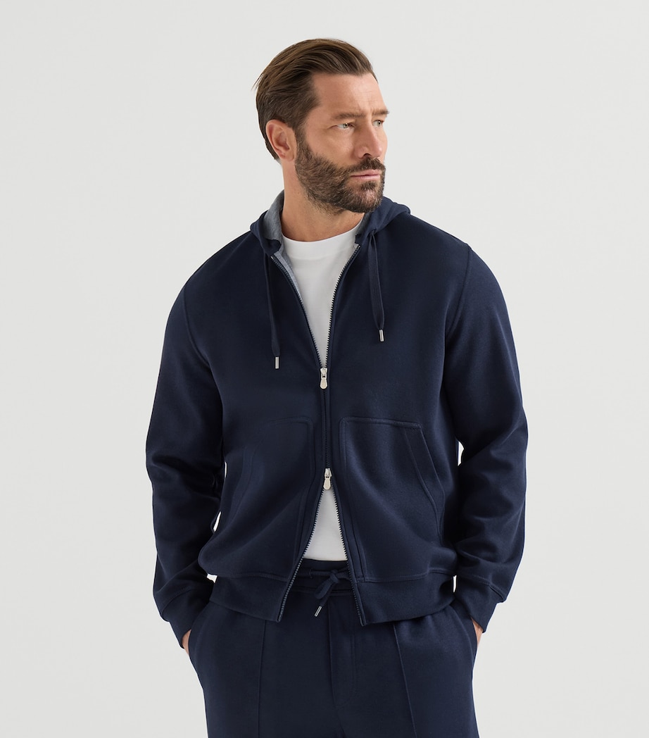 Brunello Cucinelli Mens French Terry Zip-Up Hoodie Image 4
