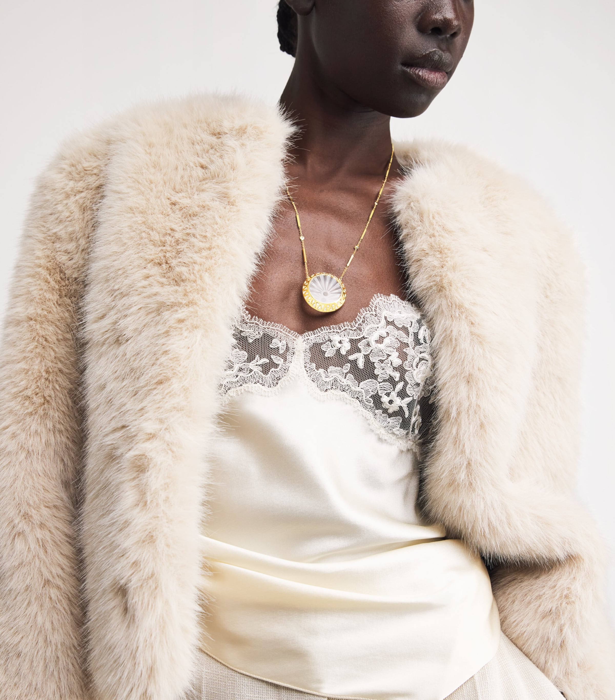 Large Yellow Gold, Diamond and Quartz Sunshine Necklace YELLOW GOLD Image 4