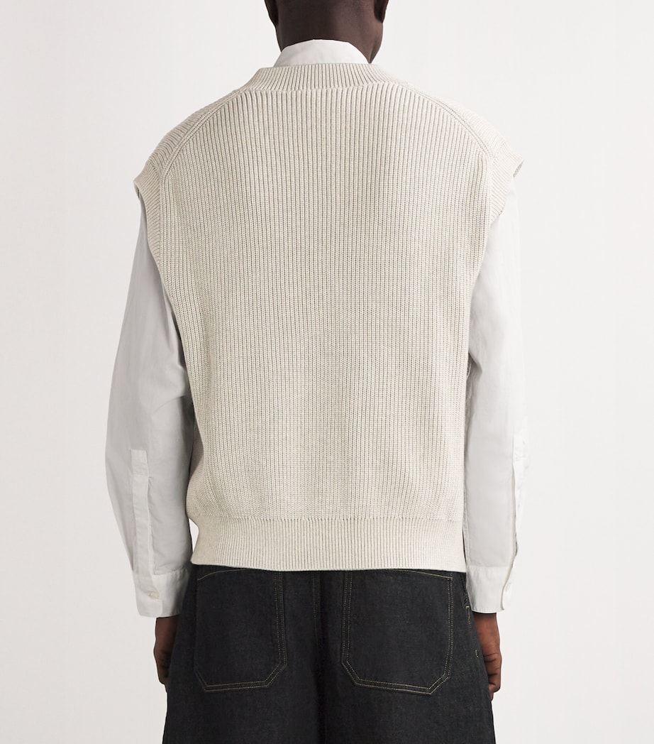 Studio Nicholson Mens Cotton Culkin Sweater Vest Grey Marl Image 4