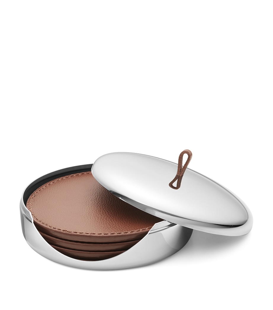 Sky Leather Coasters (Set of 4) SILVER Image 2