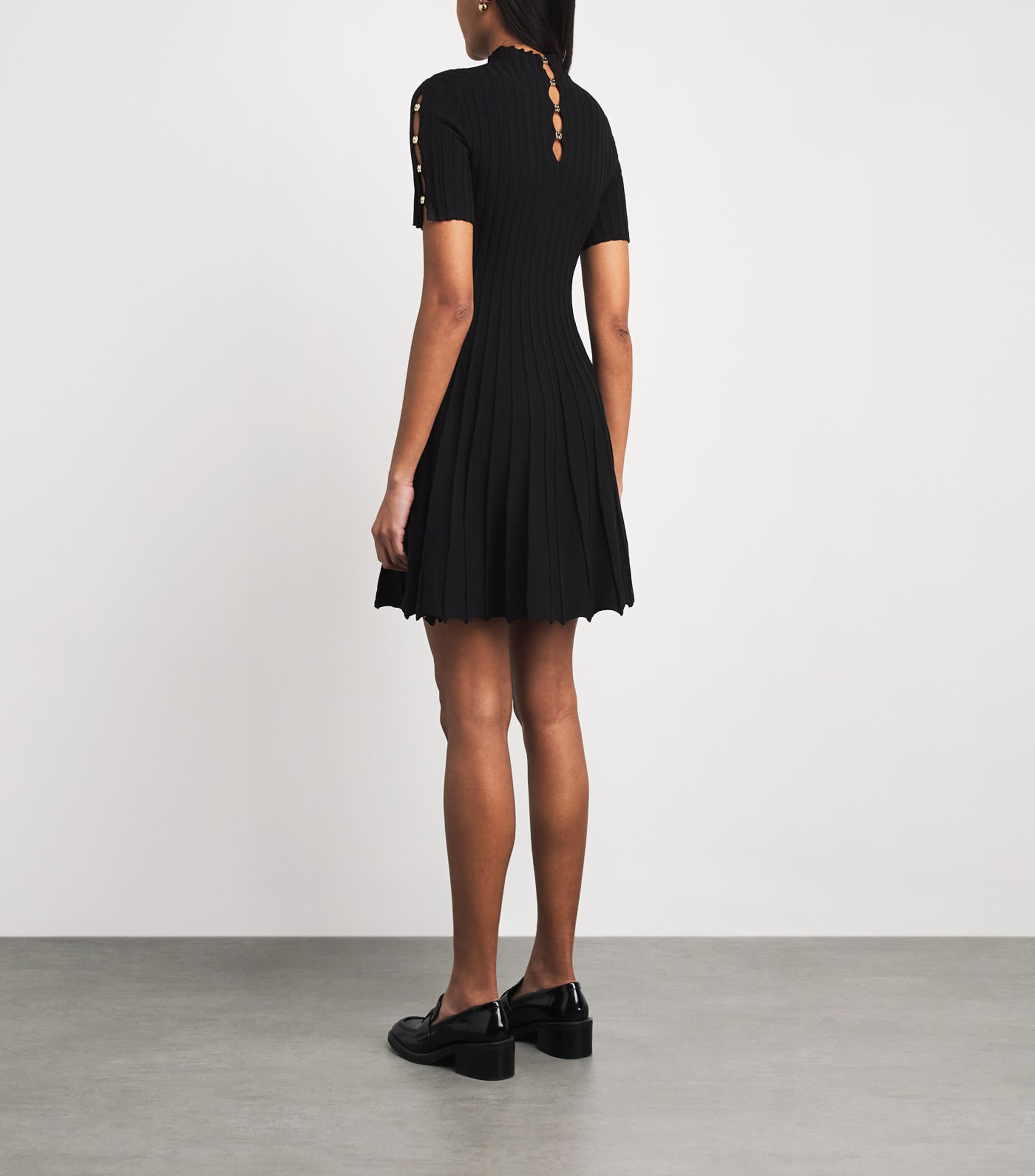 Maje Womens High-Neck Knit Mini Dress Black Image 4