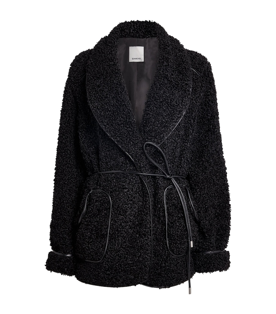 Fleece Belted Kimia Jacket BLACK Image 1