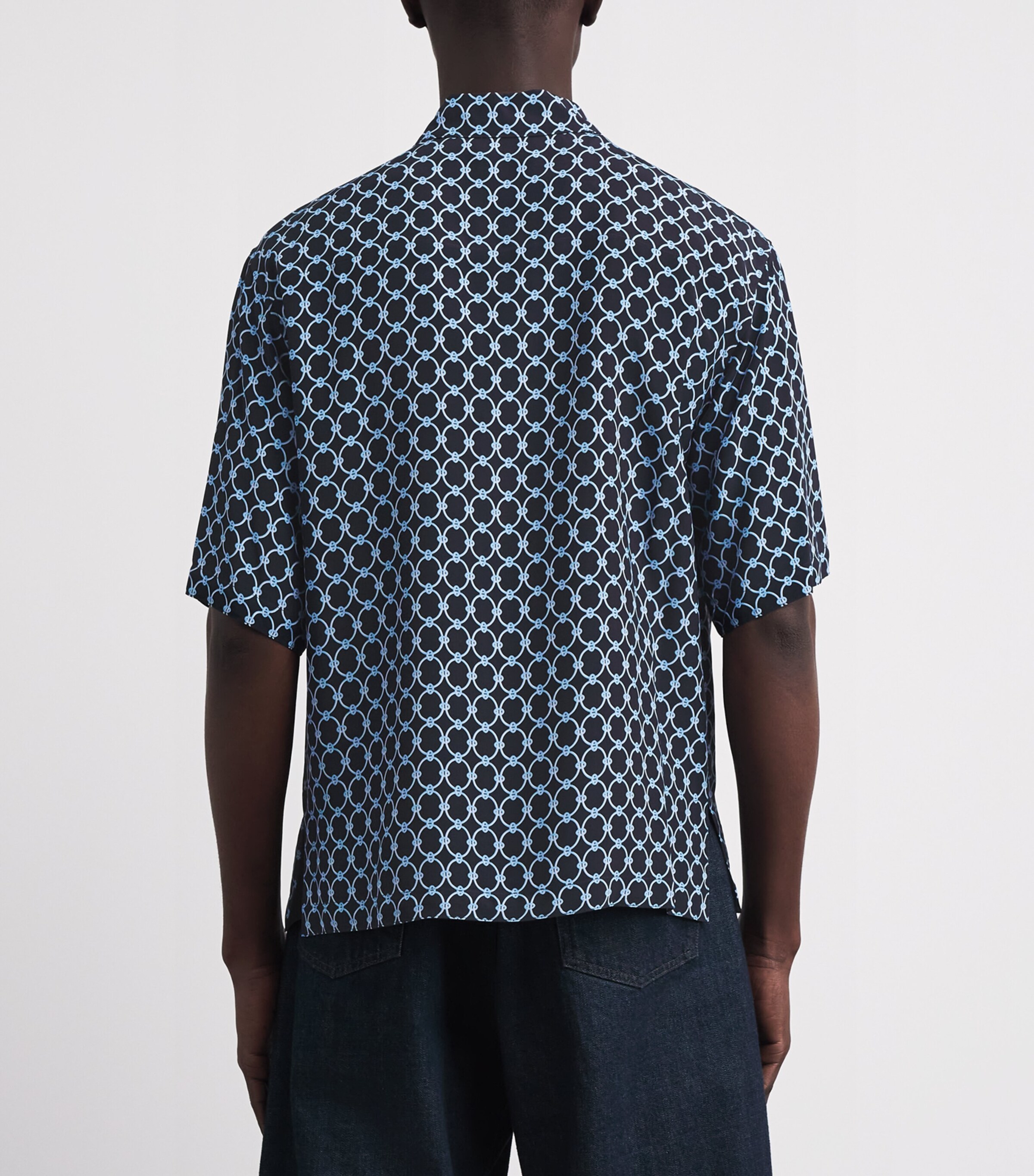 Sandro Paris Mens Link-Print Shirt Navy Blue Image 5
