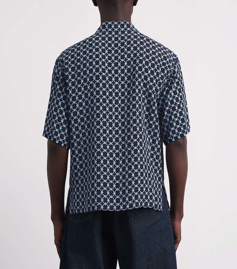 Sandro Paris Mens Link-Print Shirt Navy Blue Image 5