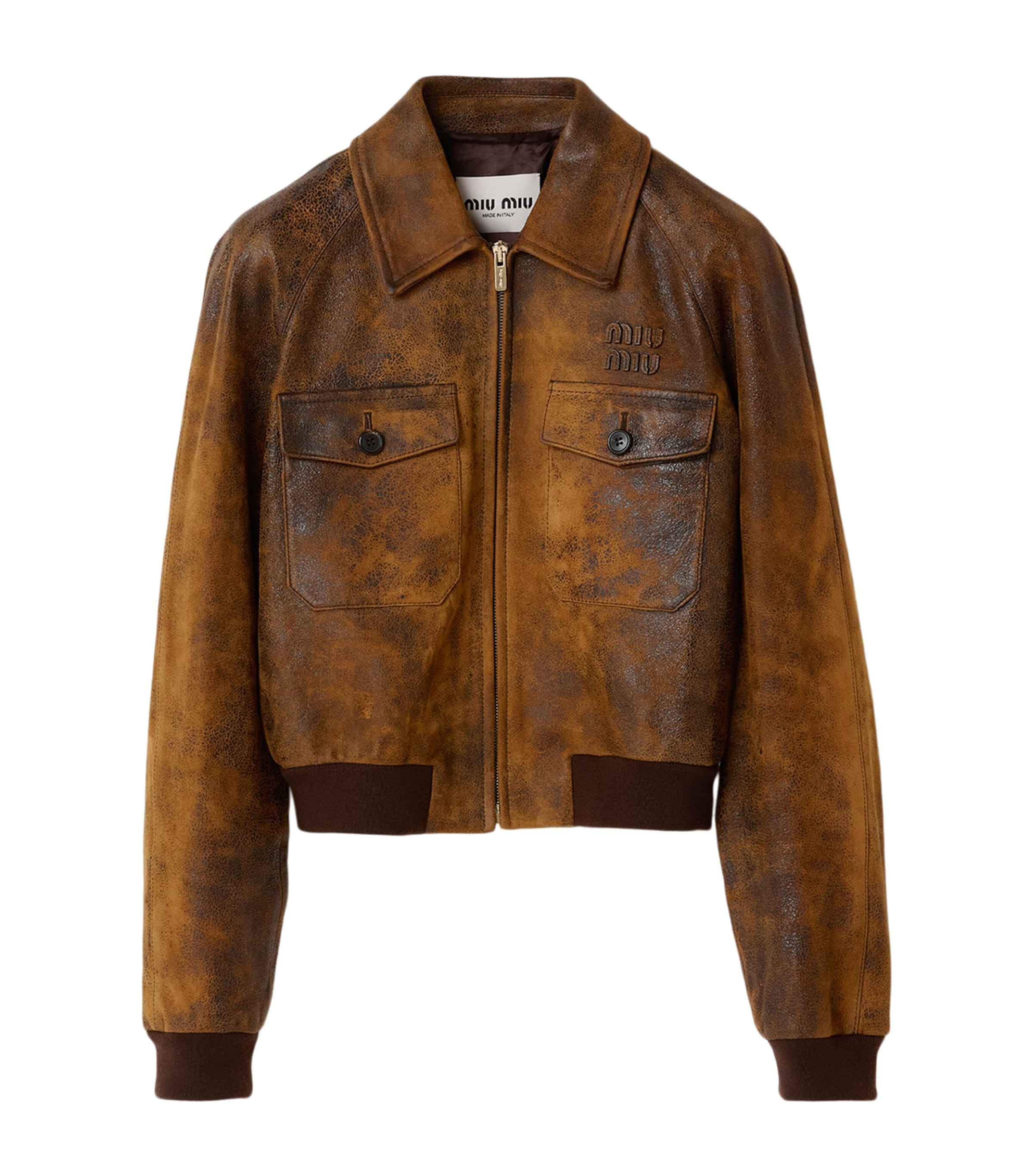 Miu Miu Womens Distressed Suede Jacket Image 1