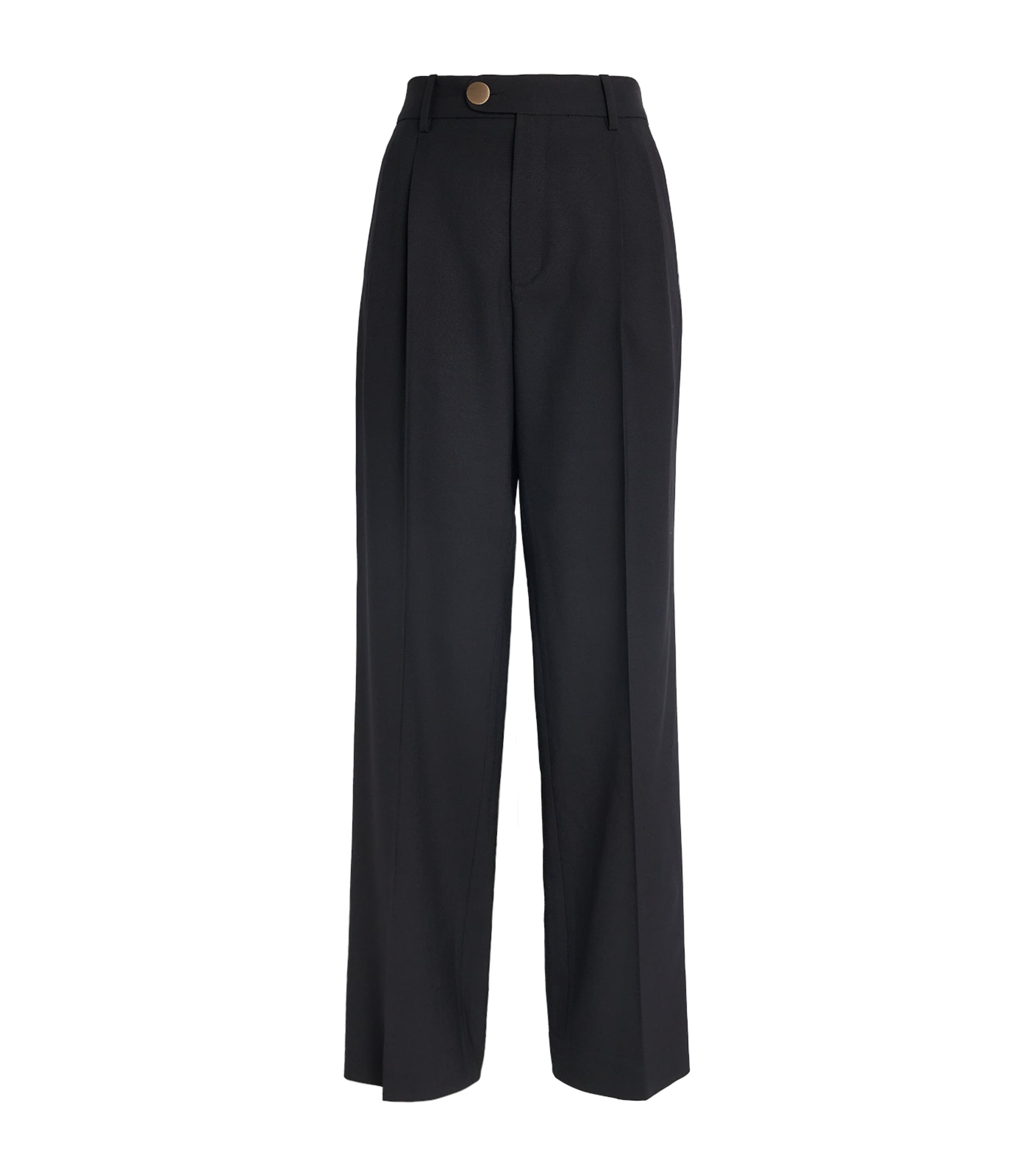 Sandro Paris Womens Wool Pleated Trousers Black Image 1