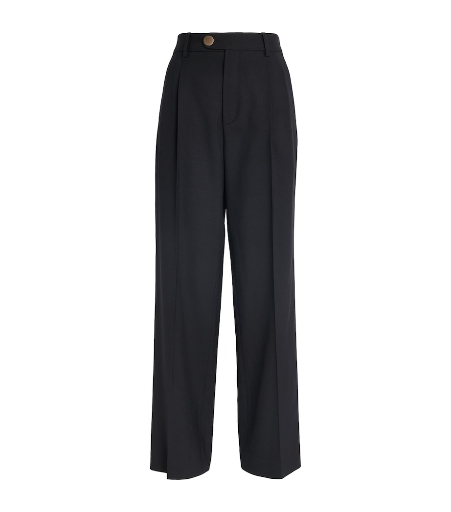 Sandro Paris Womens Wool Pleated Trousers Black Image 1