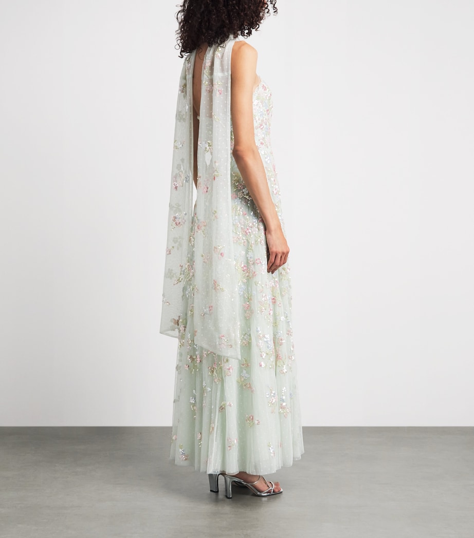 Needle & Thread Womens Strapless Forget-Me-Not Maxi Dress Sea Mist/multi Image 4