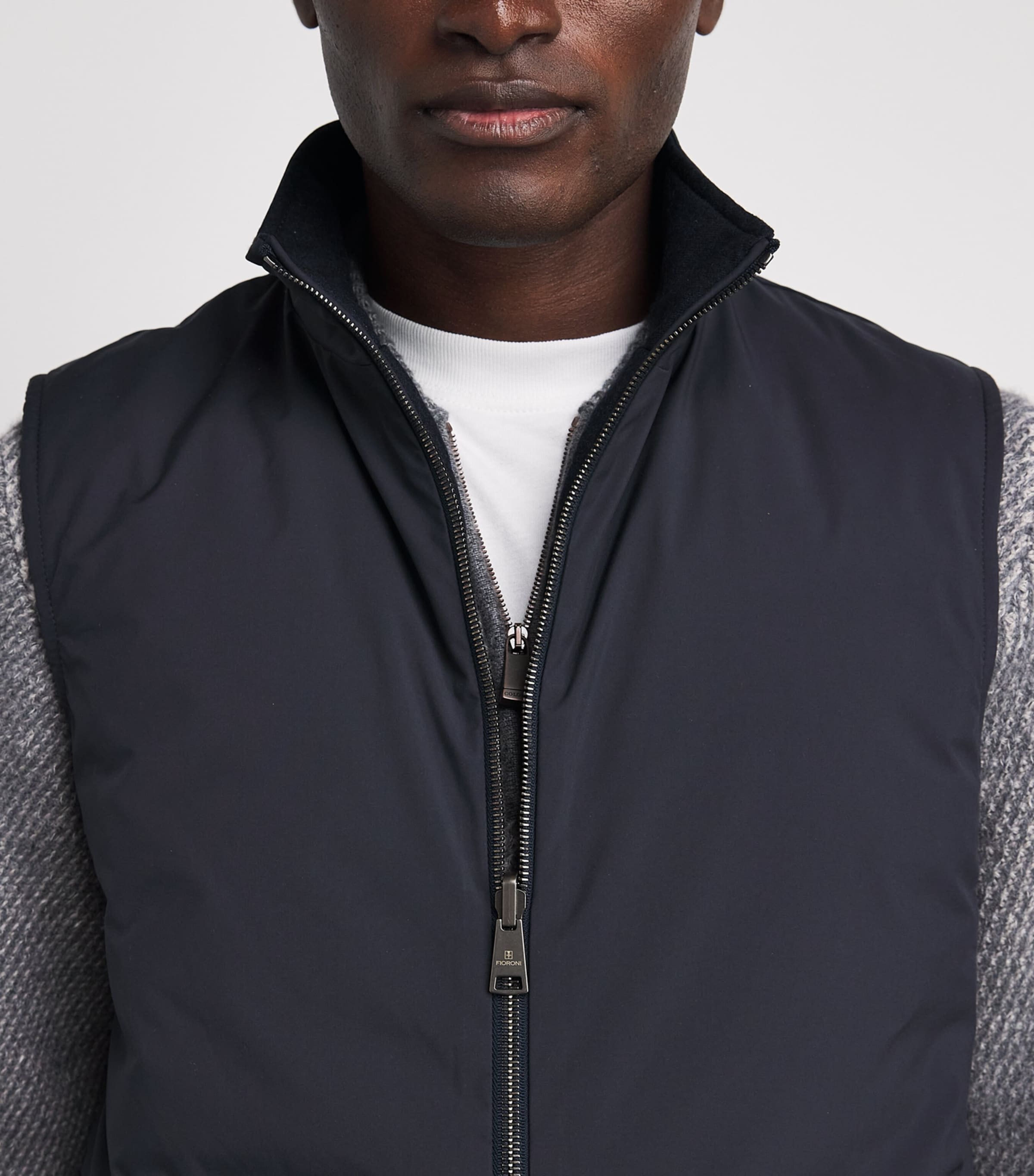 Fioroni Cashmere Mens Virgin Wool Down Reversible Gilet Image 3