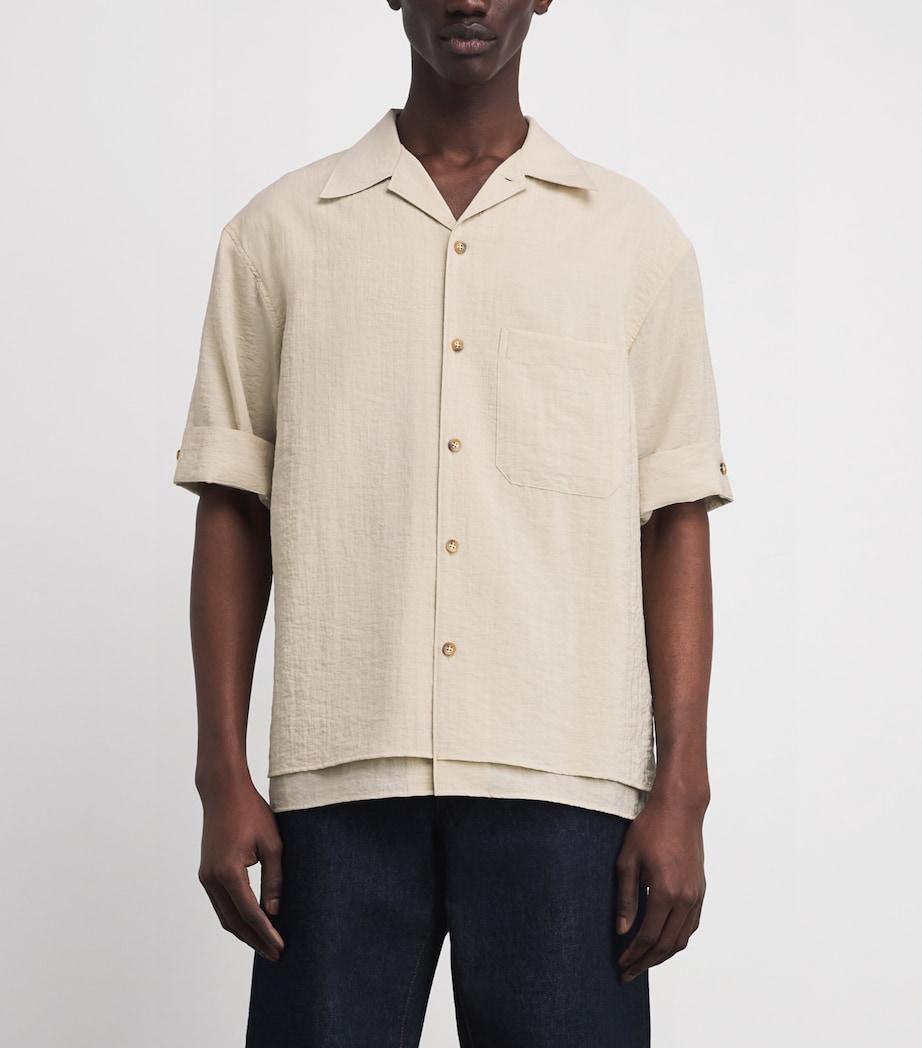 Le 17 Septembre Mens Camp Collar Short-Sleeve Shirt Beige Image 3