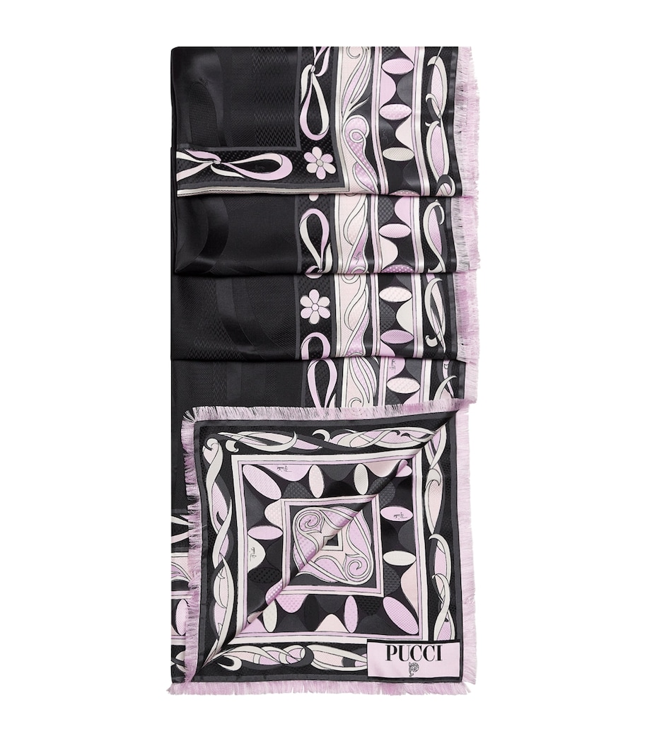 Silk Printed Hijab 1/BLACK PINK Image 1