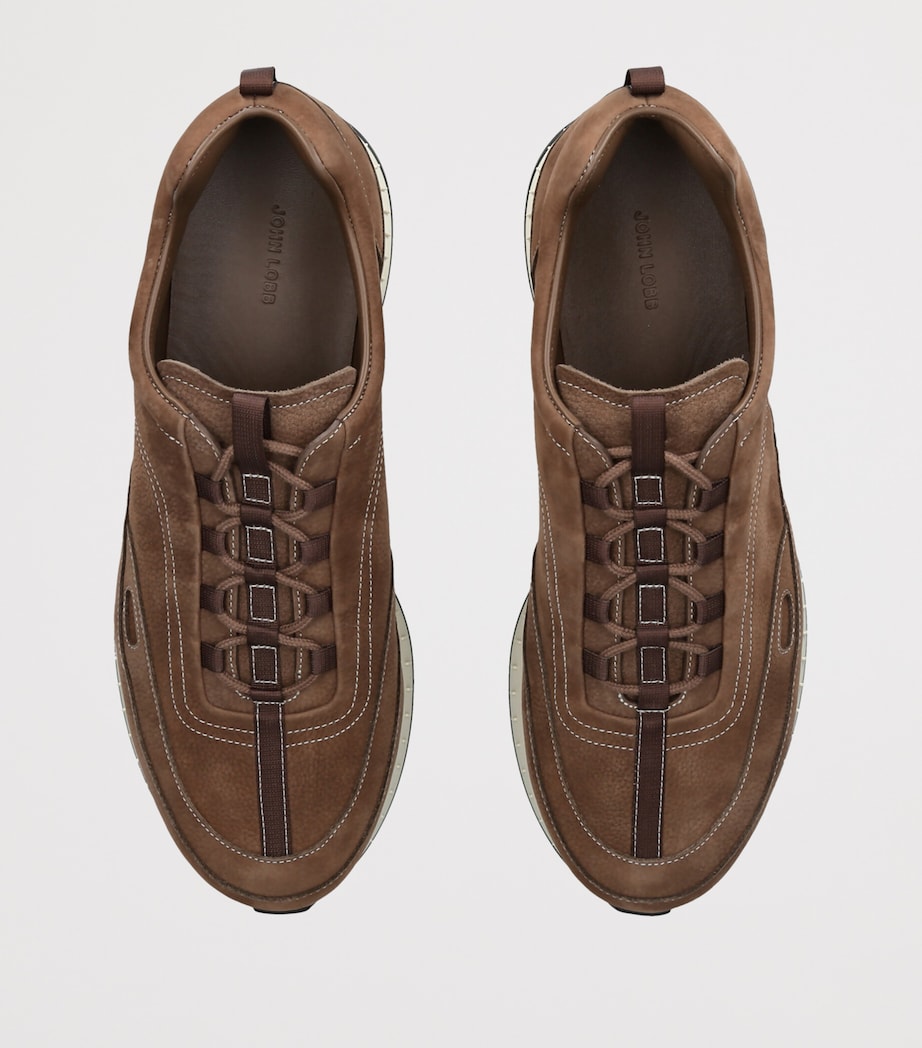 John Lobb Nubuck Leather Stream Elastic Sneakers Mid Brown Image 3