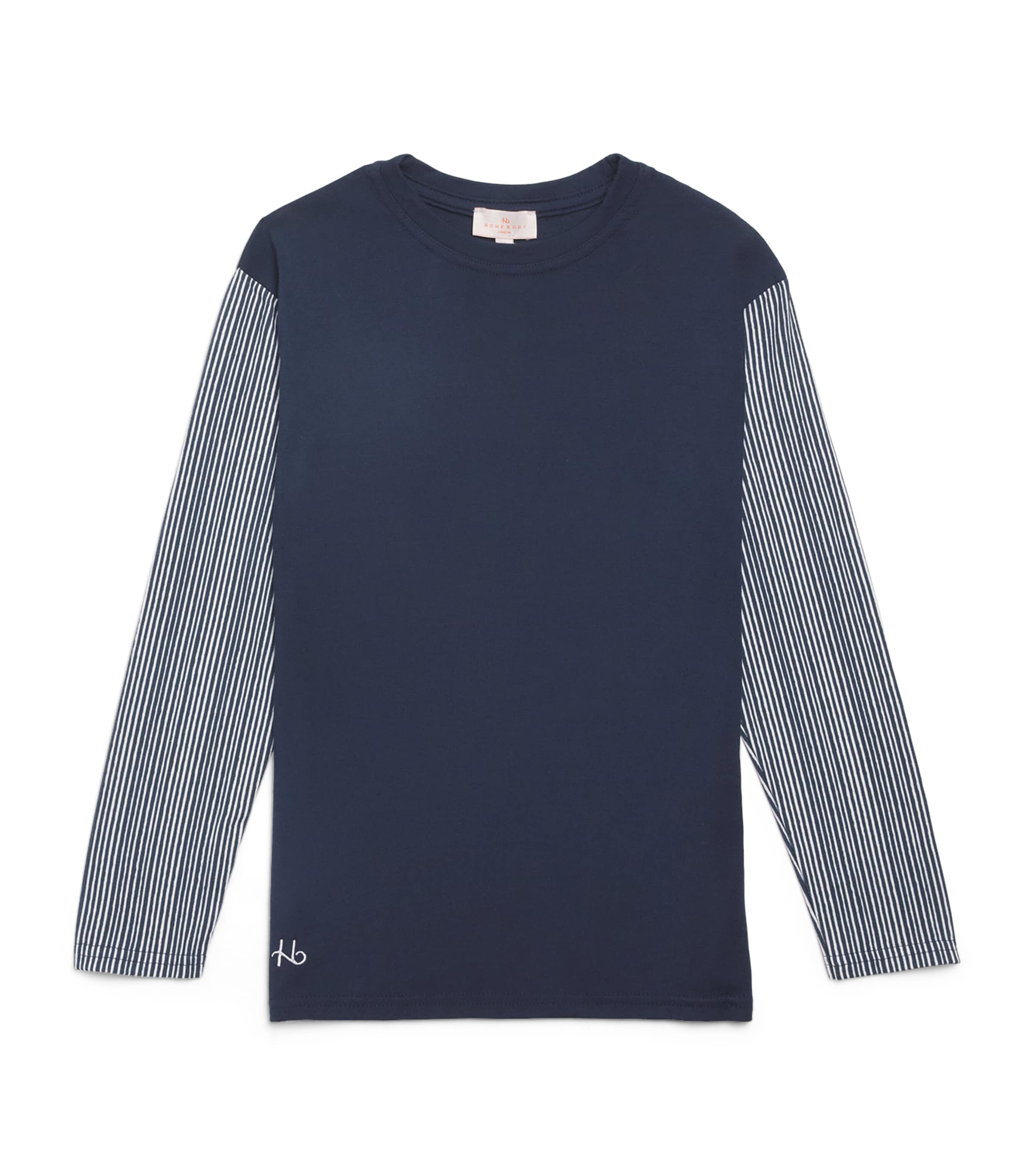 Homebody Stripe-sleeve Pyjama Top In Blue