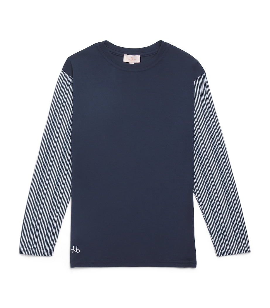Stripe-Sleeve Pyjama Top (4-16 Years) NAVY Image 1