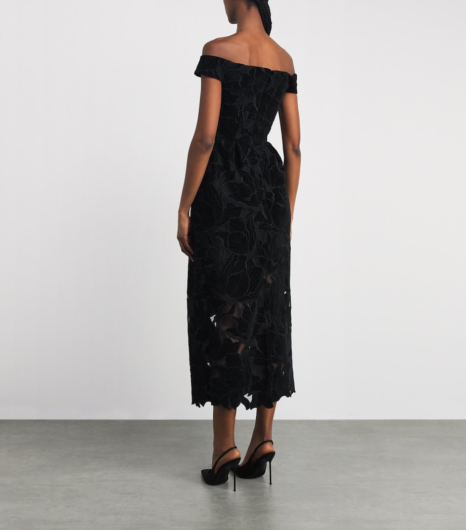 Erdem Womens Velvet Off-The-Shoulder Cocktail Dress Black Image 4