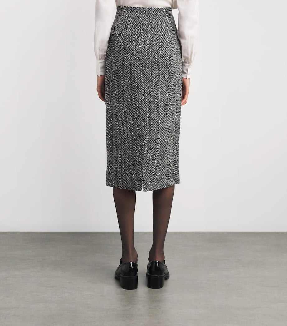 Tweed Embellished Midi Pencil Skirt 1665 GREY MELANGE Image 4