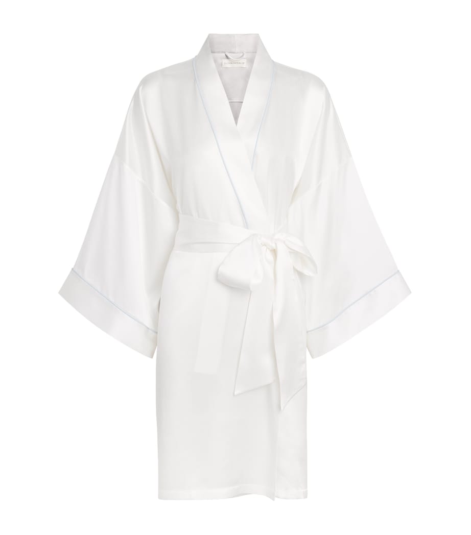 Olivia von Halle Womens Mimi Silk Robe Ivory Powder Blue Image 1