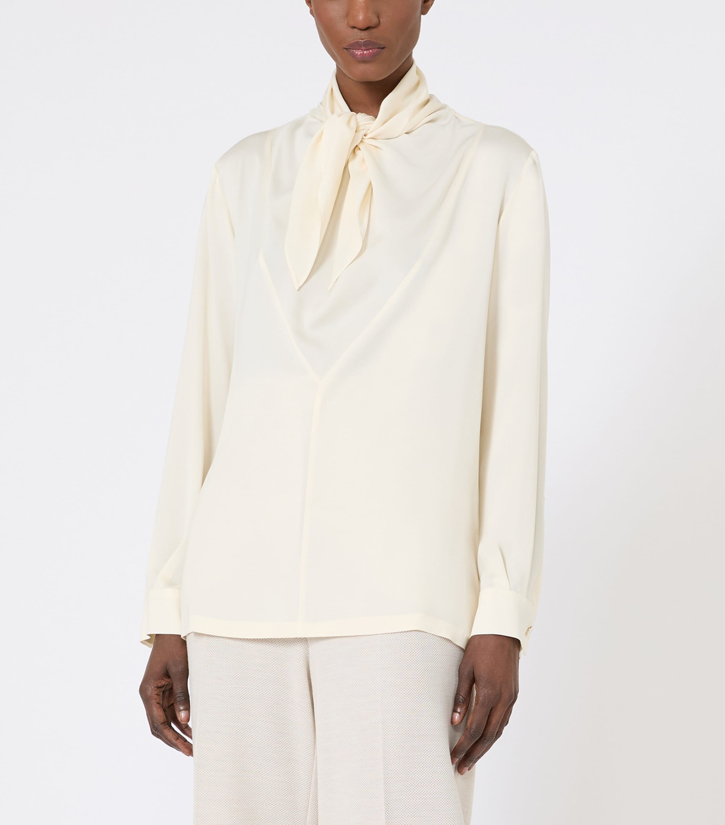 Silk Tie-Neck Blouse IVORY Image 2