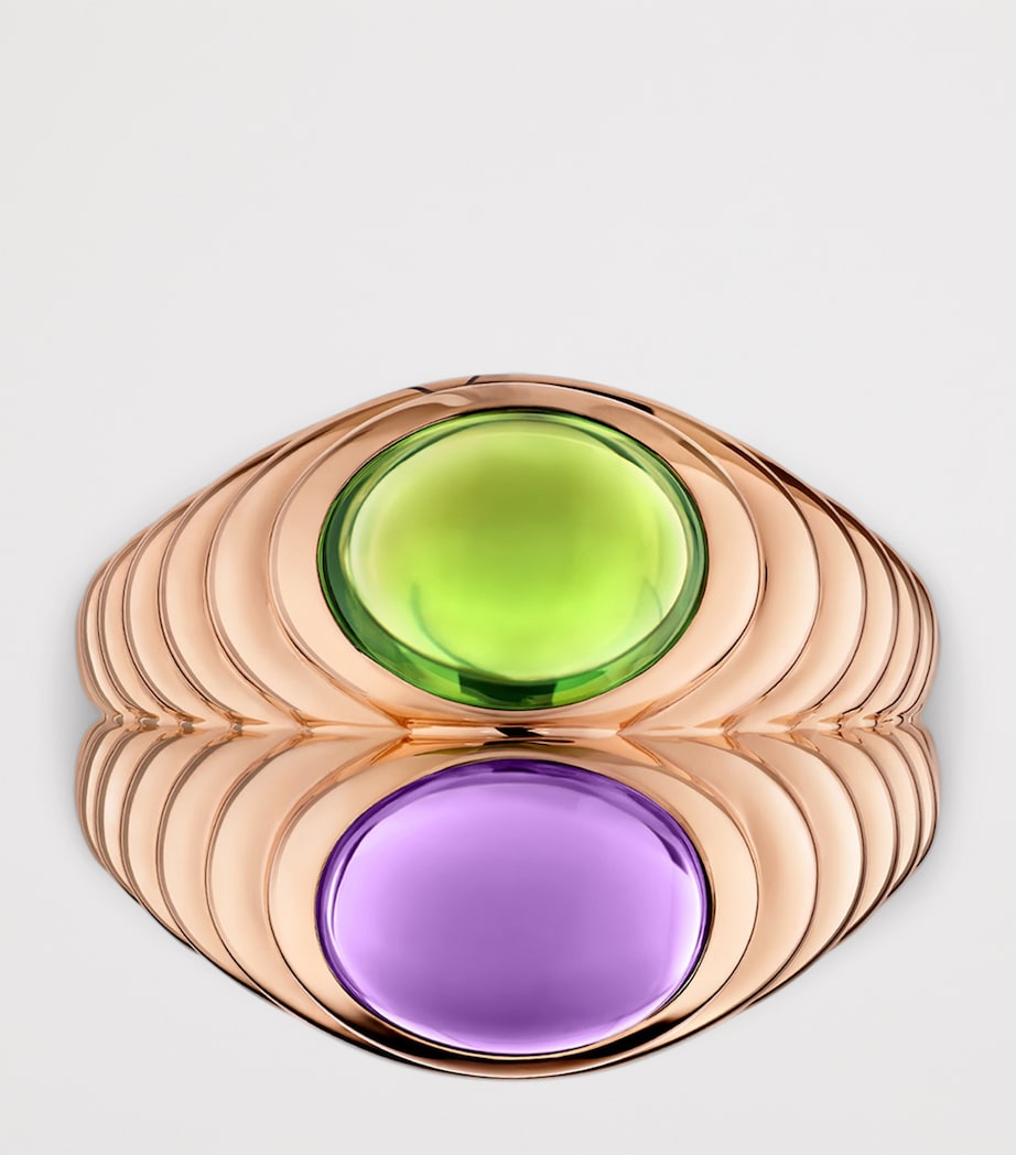 Bvlgari Rose Gold Amethyst and Péridot Doppio Baccellato Ring Pink Gold Image 5