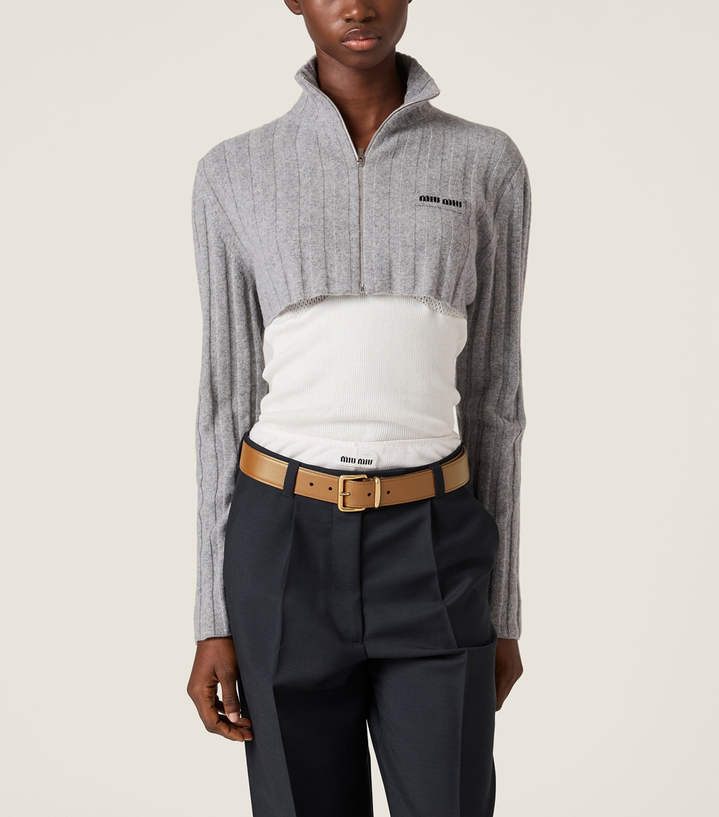 Miu Miu Womens Wool-Cashmere Cropped Cardigan Image 4