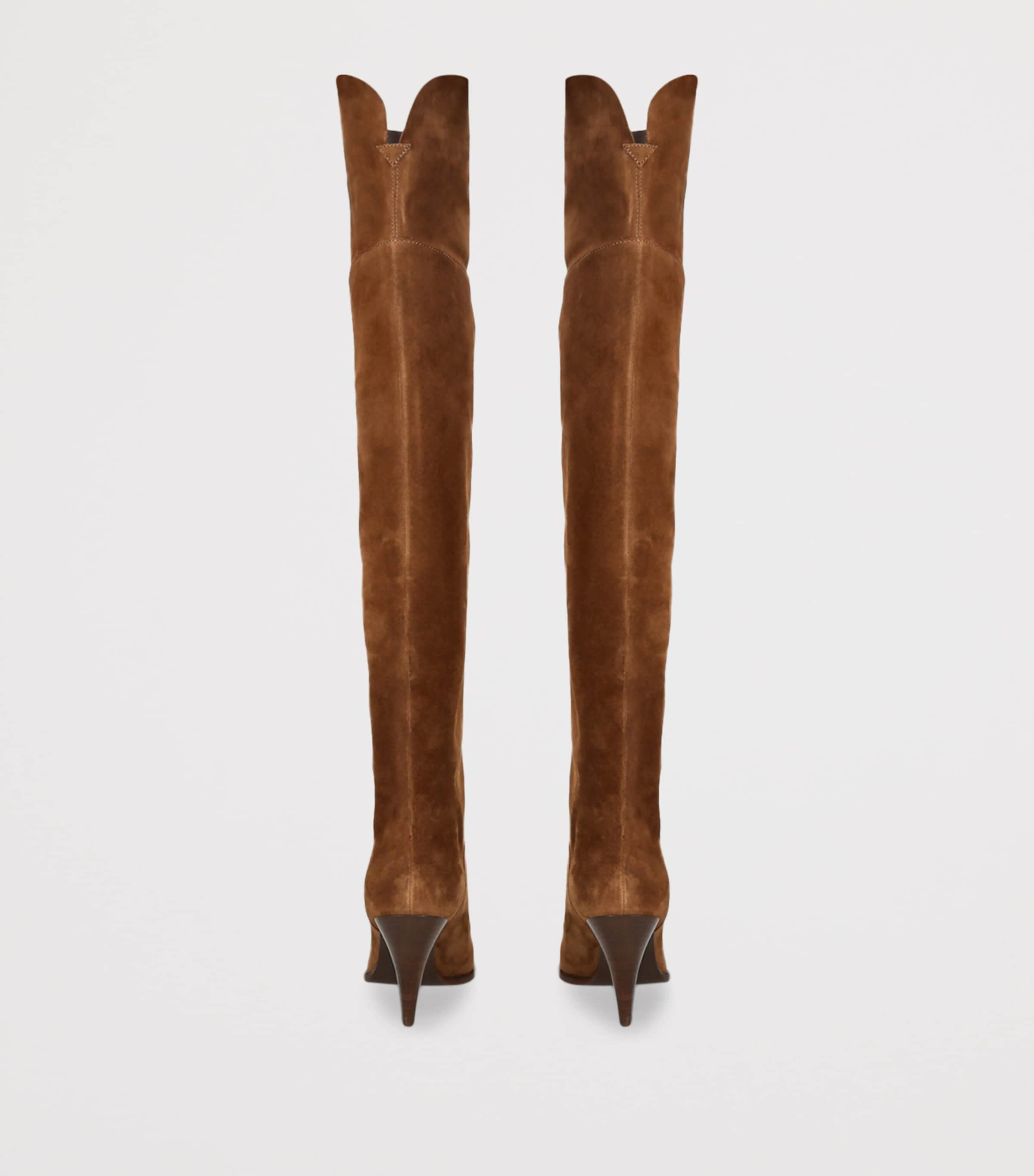 Casadei Suede Venus Over-The-Knee Boots Mid Brown Image 3