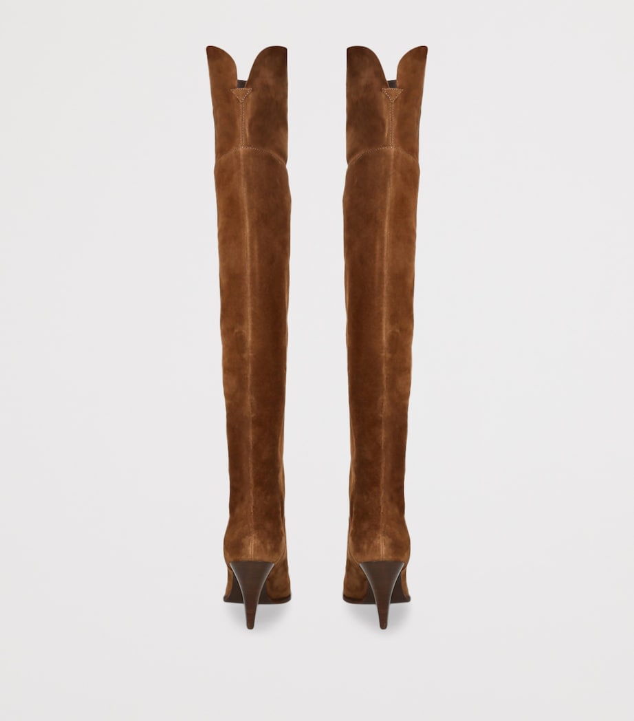 Casadei Suede Venus Over-The-Knee Boots Mid Brown Image 3