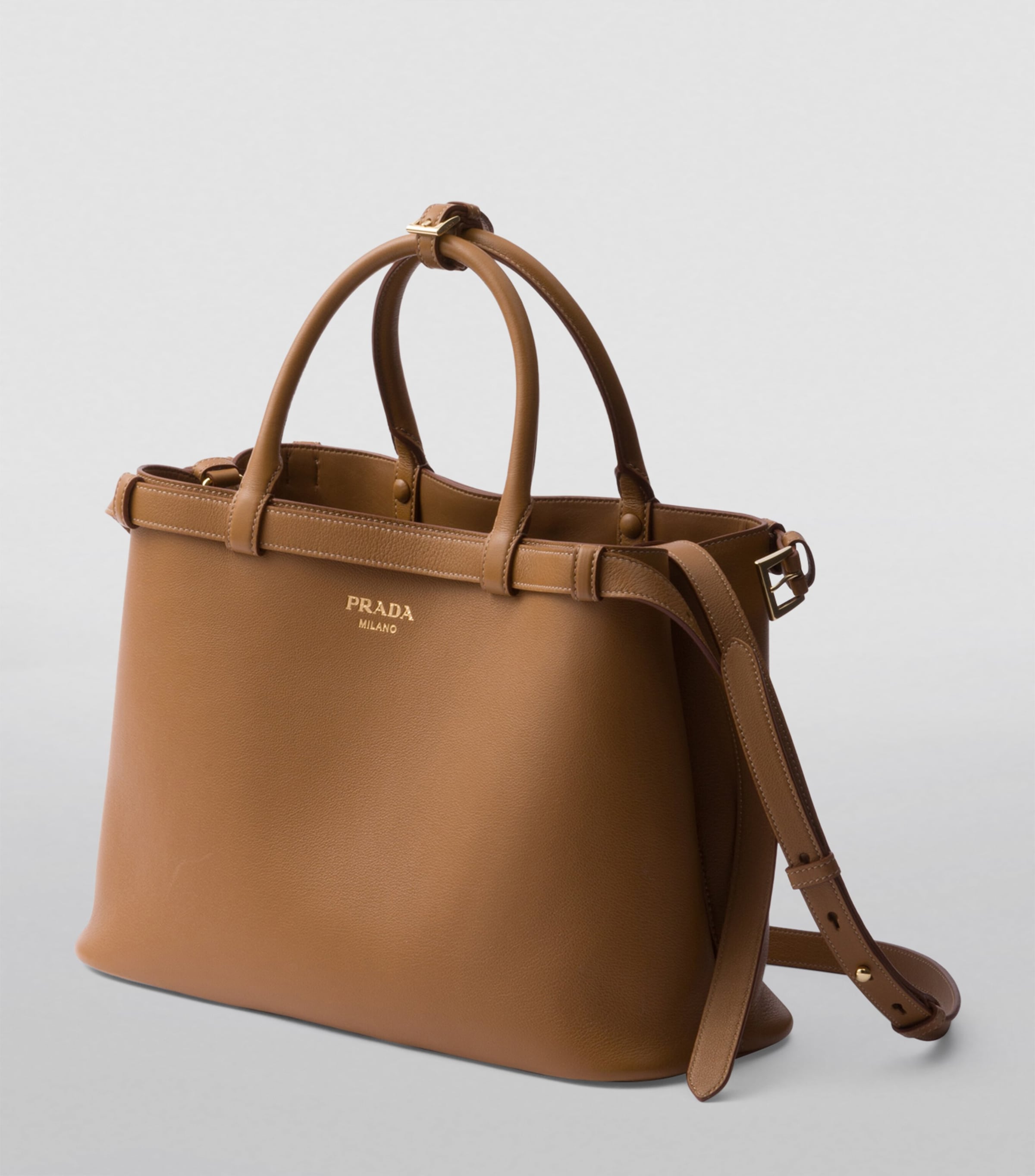 Medium Leather Buckle Tote Bag F03BH Image 2