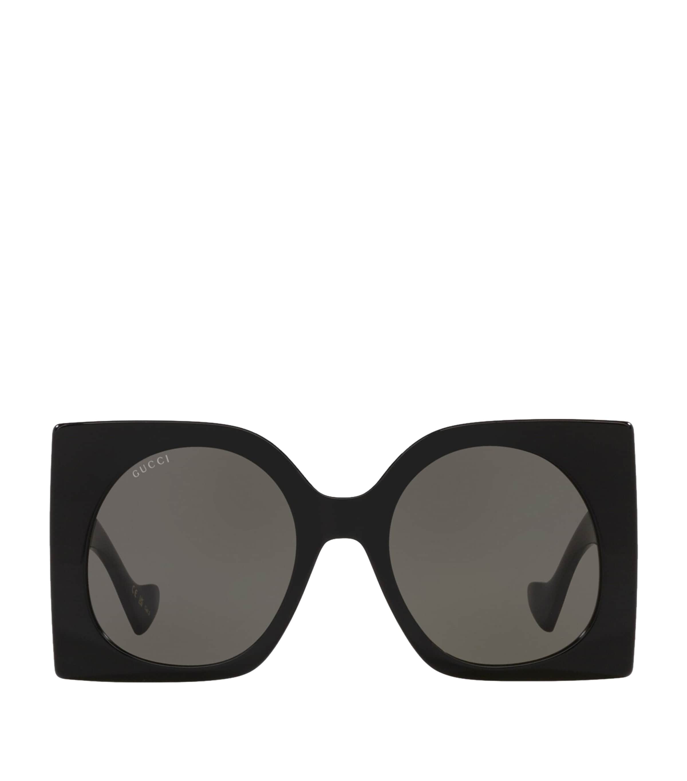Gucci Womens Gg1257s Rectangle-frame Tortoiseshell Acetate Sunglasses In Black