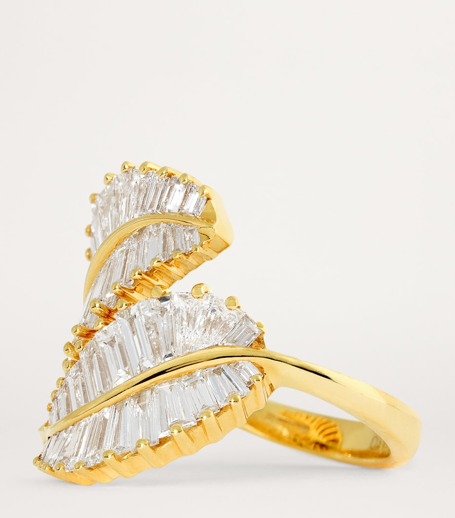 Yellow Gold and Diamond Palm Leaf Ring YELLOW GOLD Image 5