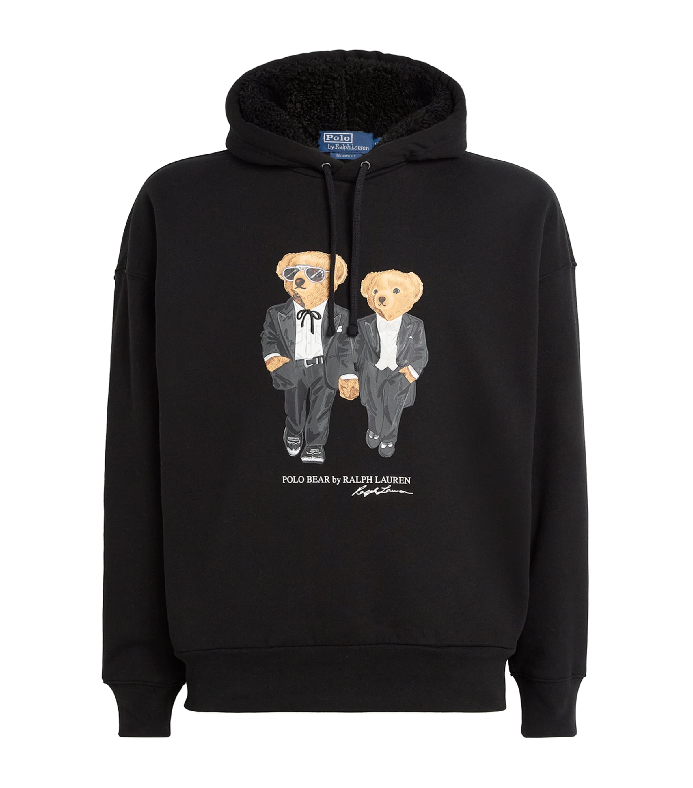 Cotton-Blend Ralph and Ricky Polo Bear Hoodie BLACK Image 1